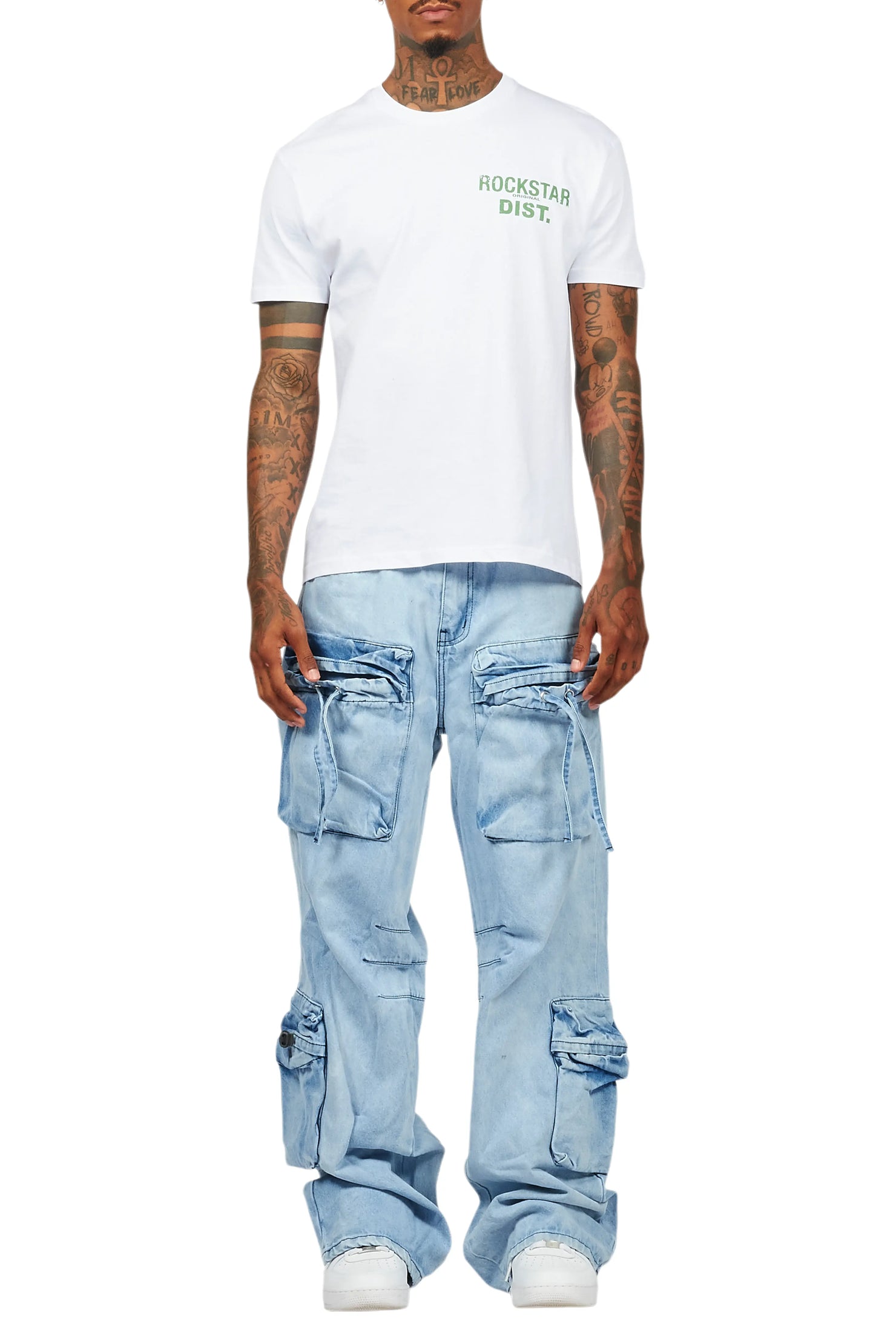 Cazer Blue Baggy Fit Cargo Jean