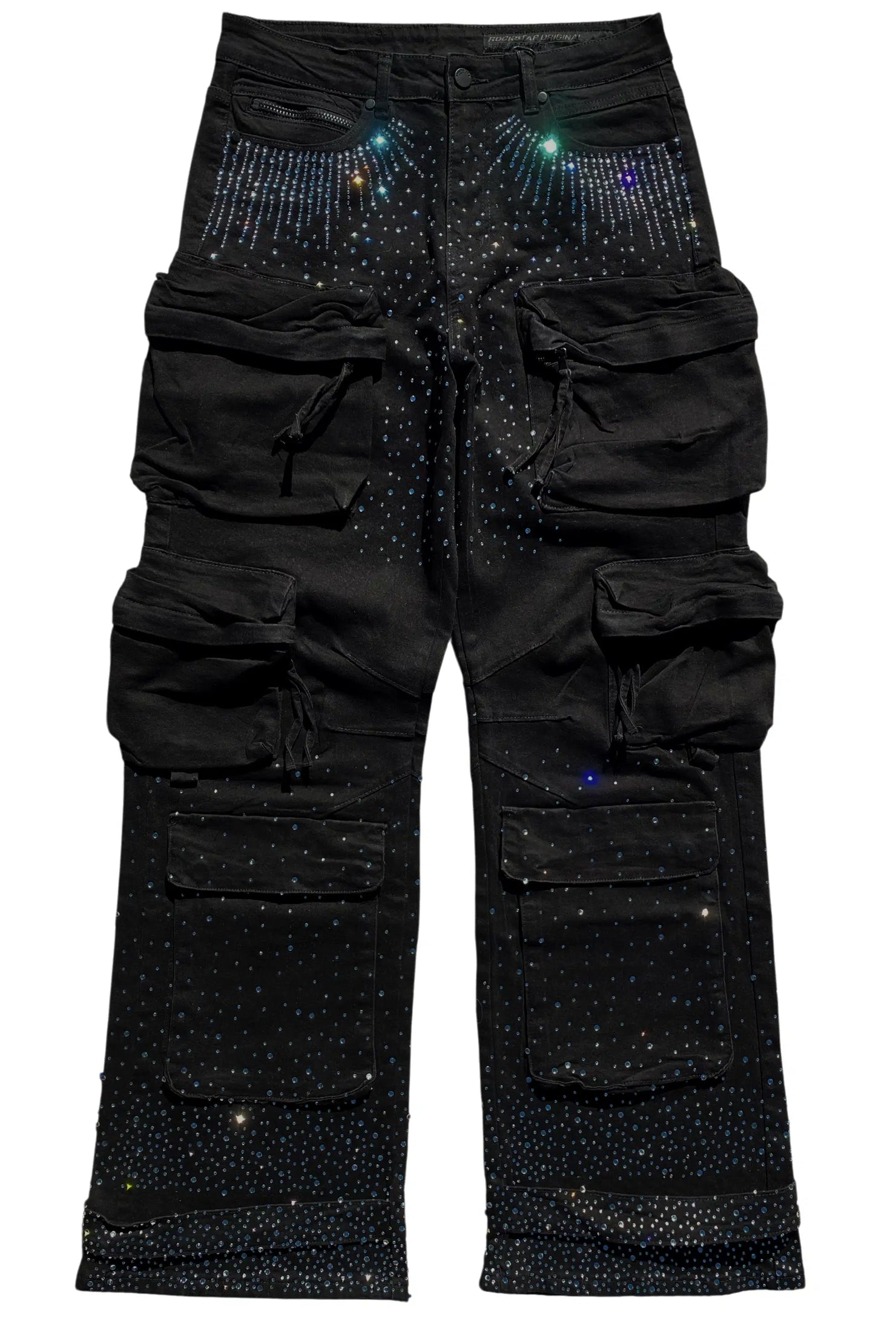 Keoni Black Rhinestone Baggy Jeans