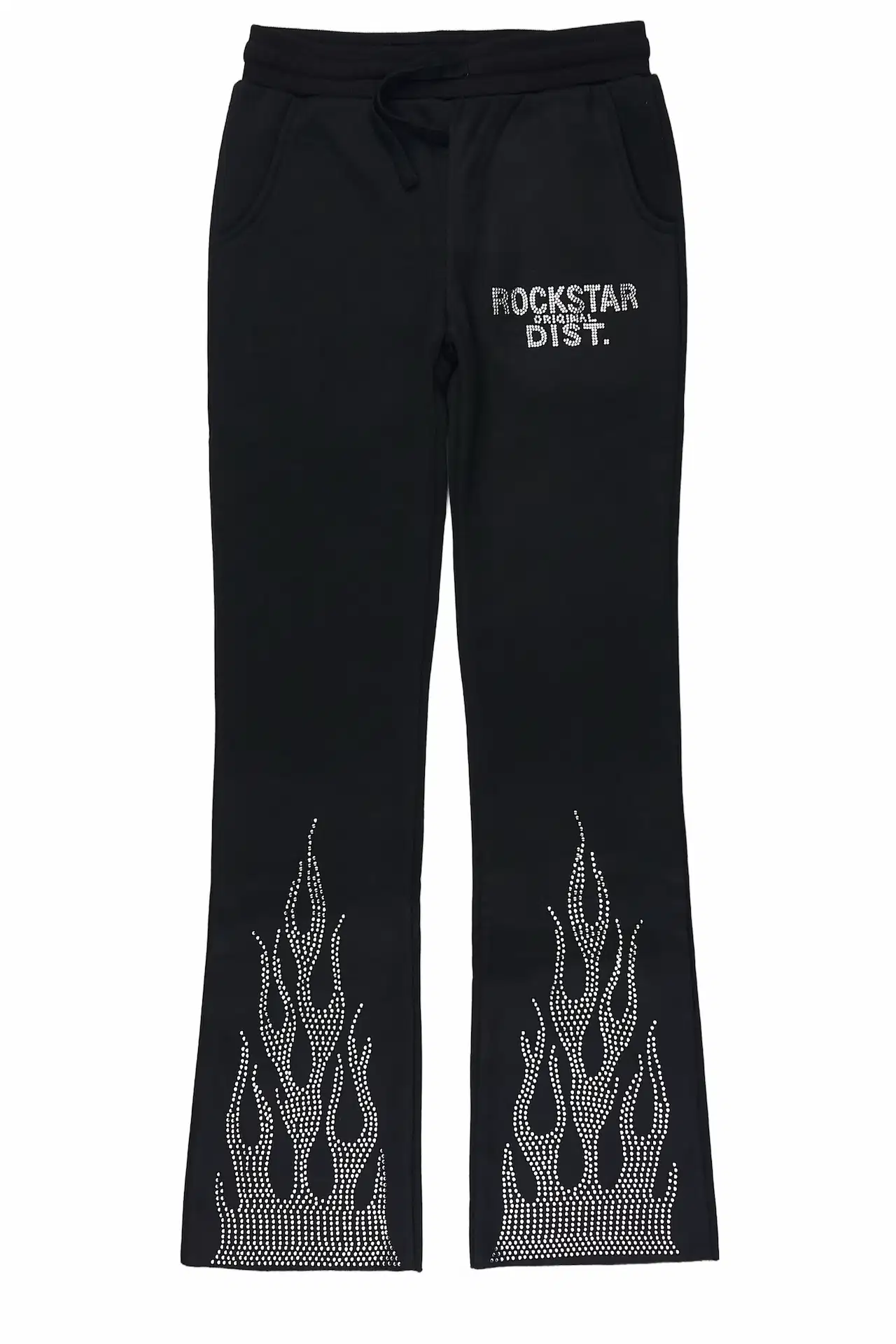 Girls Anastesia Black Rhinestone Stacked Track Pant