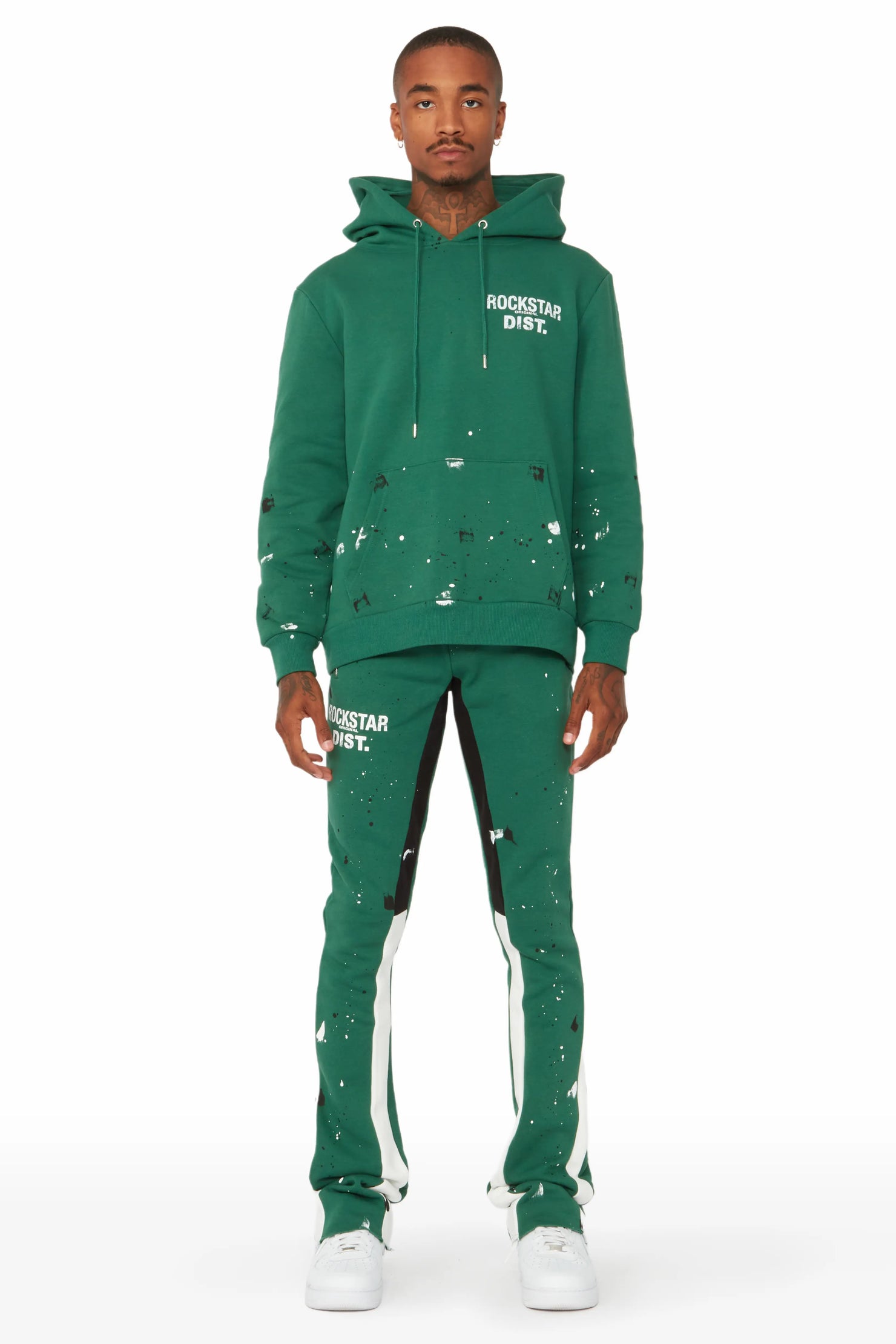 Jaco Green Hoodie Stacked Flare Pant Track Set