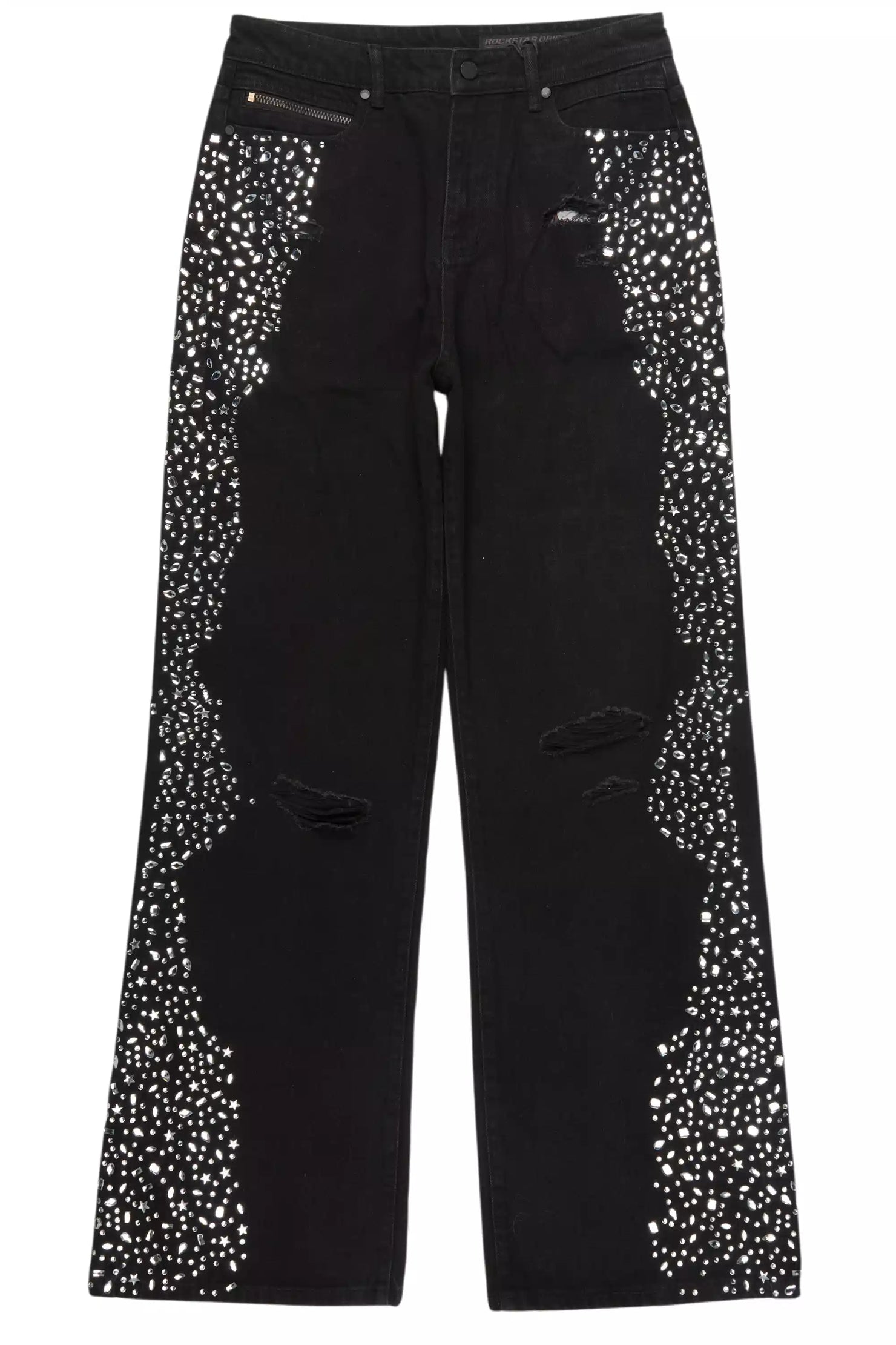 Bolor Black Rhinestone Baggy Jean