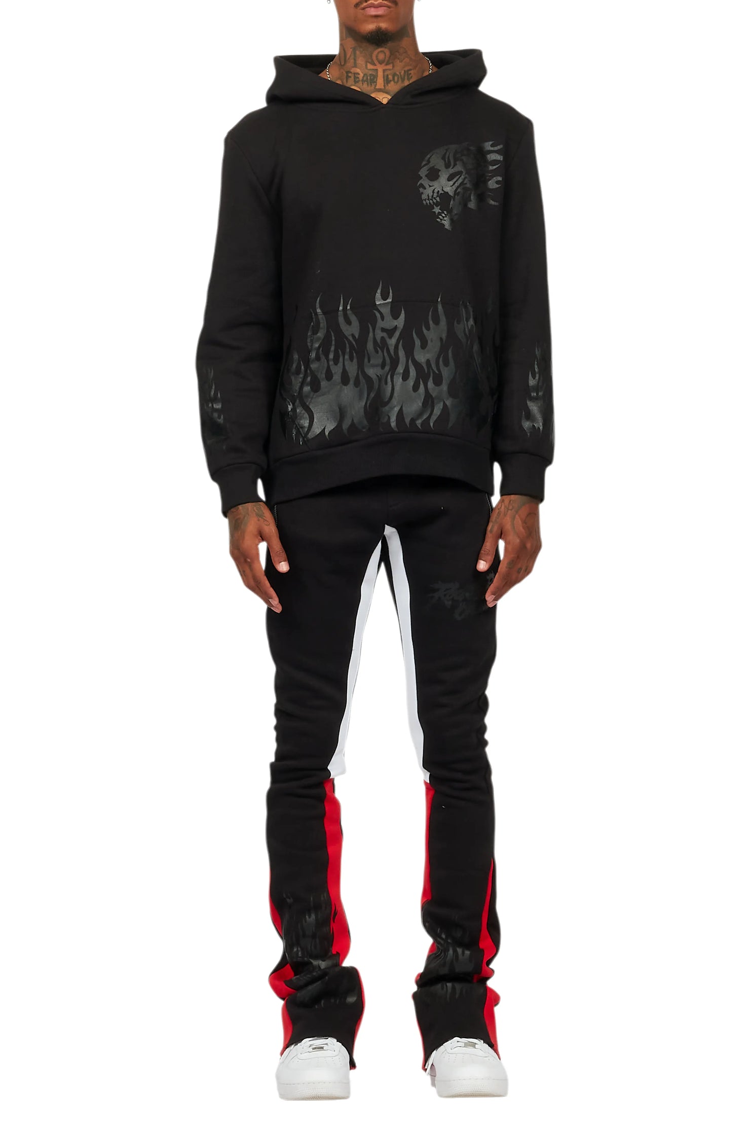 Bubble Black/Black Stacked Flare Hoodie Track Set