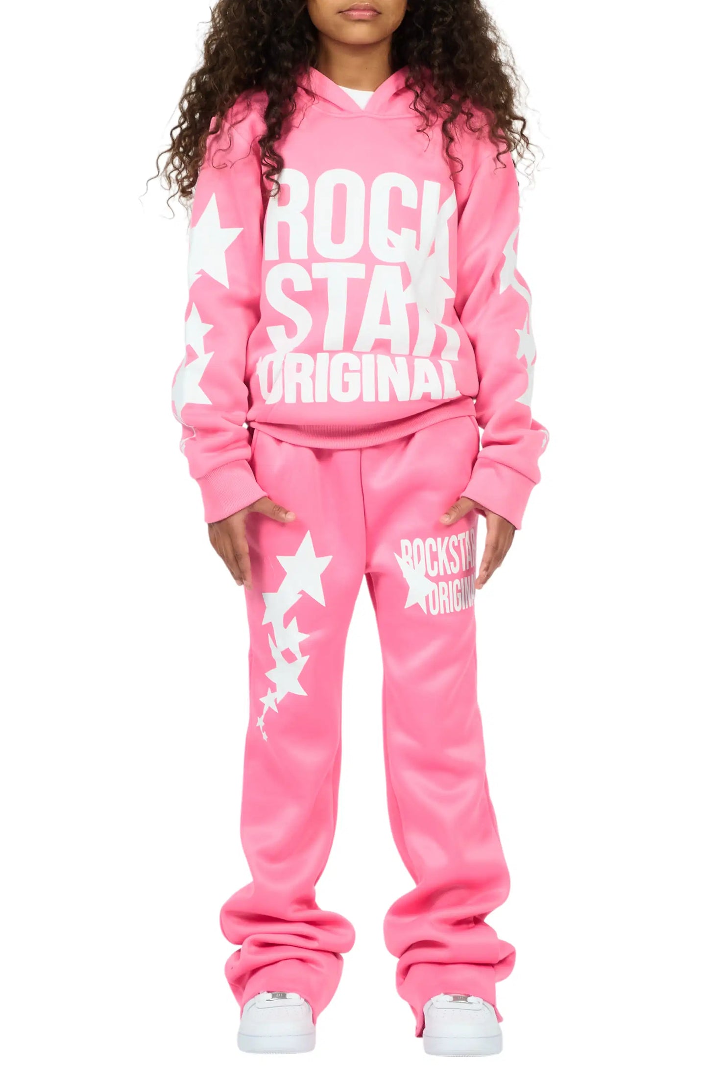 Girls Sechora Pink/White Stacked Track Set