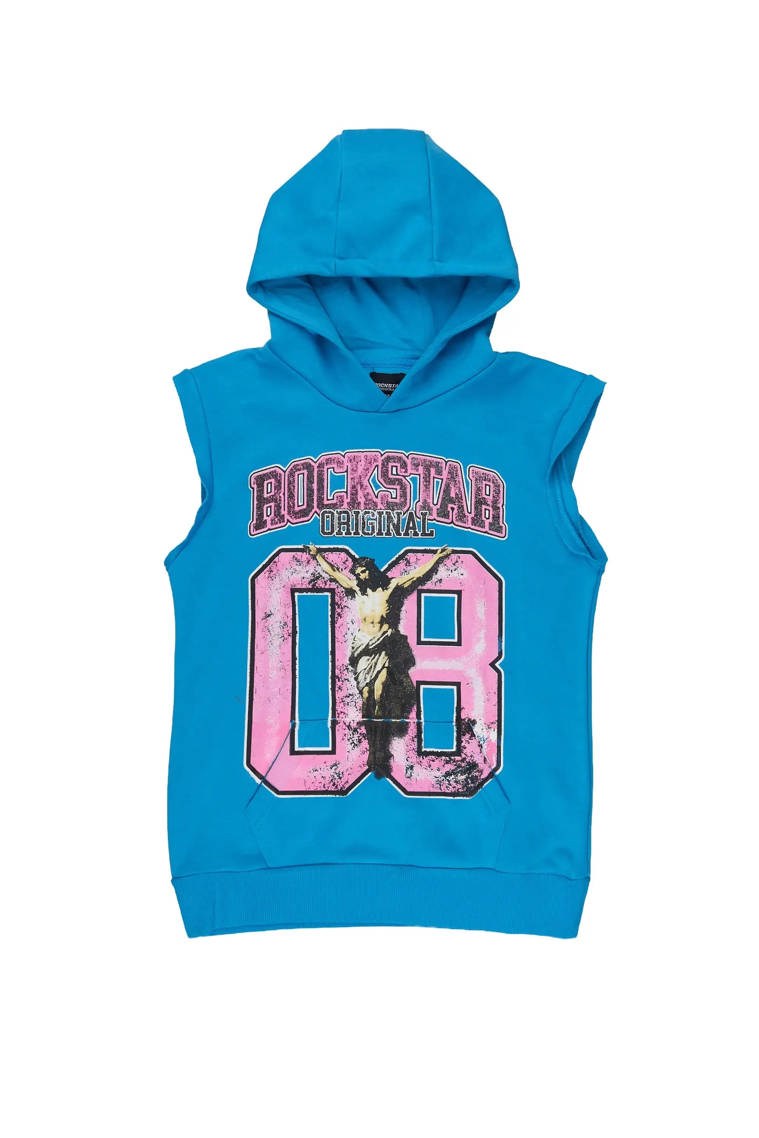 Boys Fields Blue Cut Sleeve Hoodie