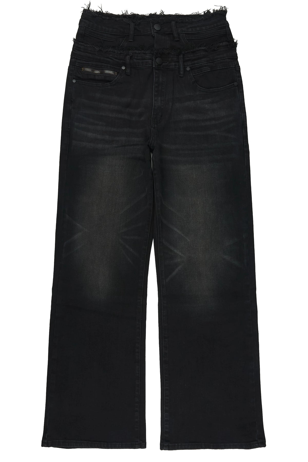 Silo Jet Black Double Waisted Baggy Fit Jean