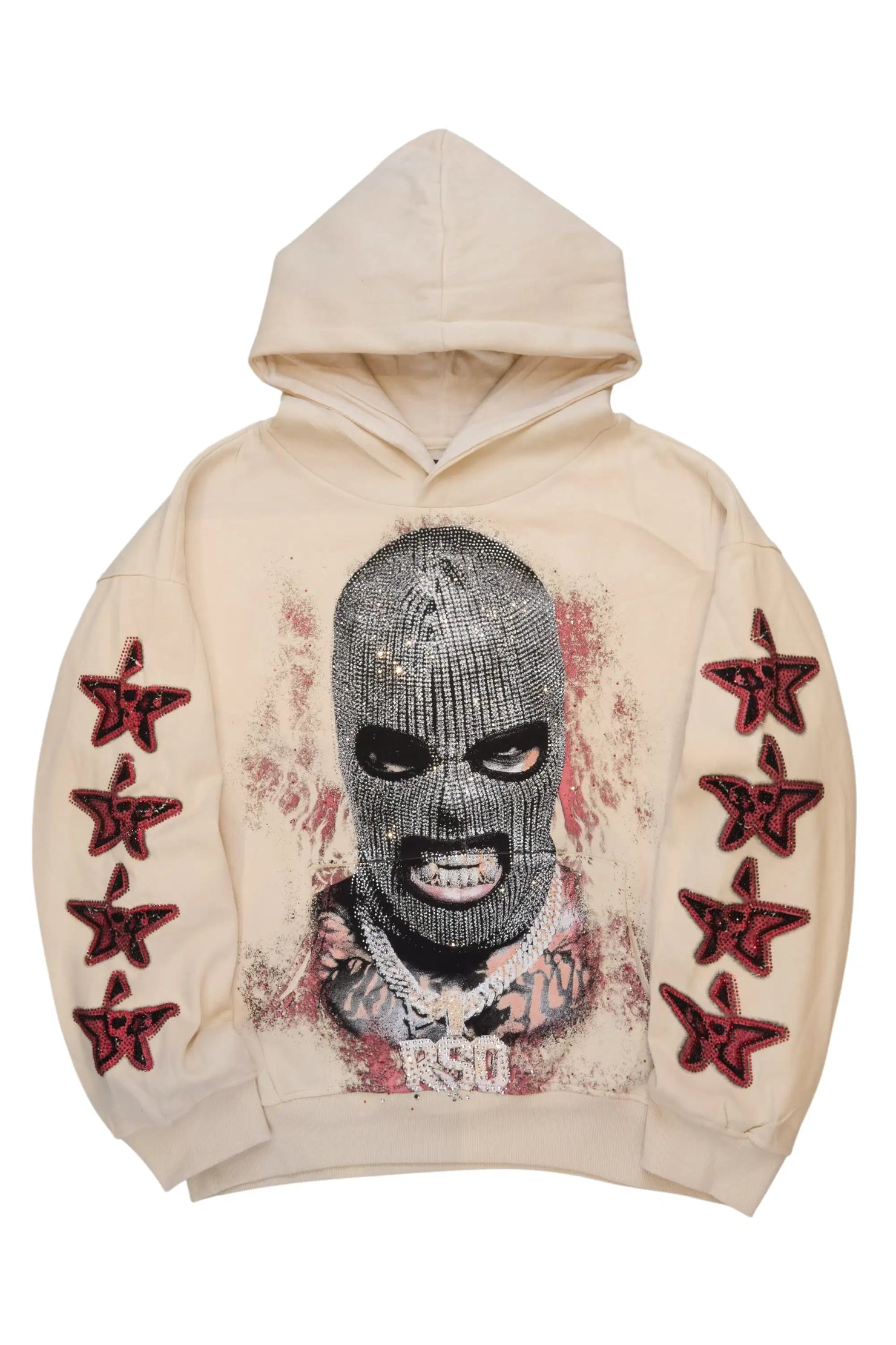 Ahsiyah Beige Rhinestone Hoodie