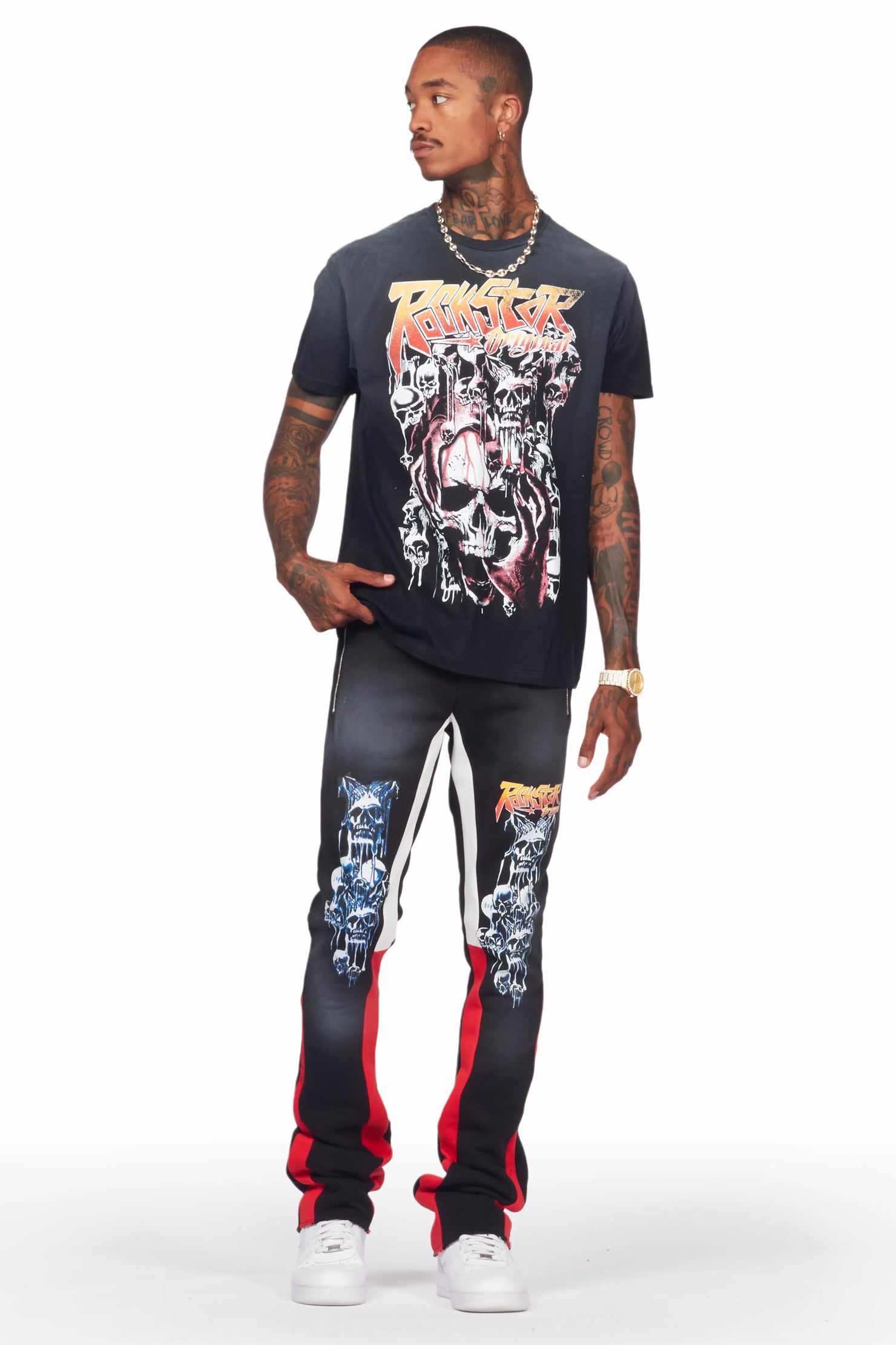 Grady Black T-Shirt/Stacked Flare Track Set