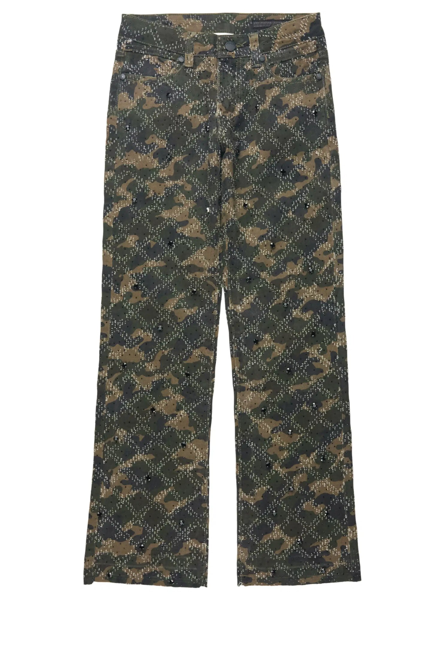 Boys Kassio Camo Rhinestone Stacked Flare Jean