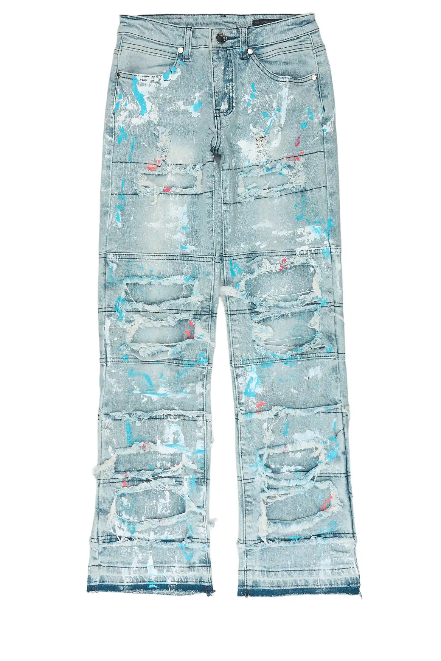 Boys Vasso Blue Stacked Painter Flare Jean