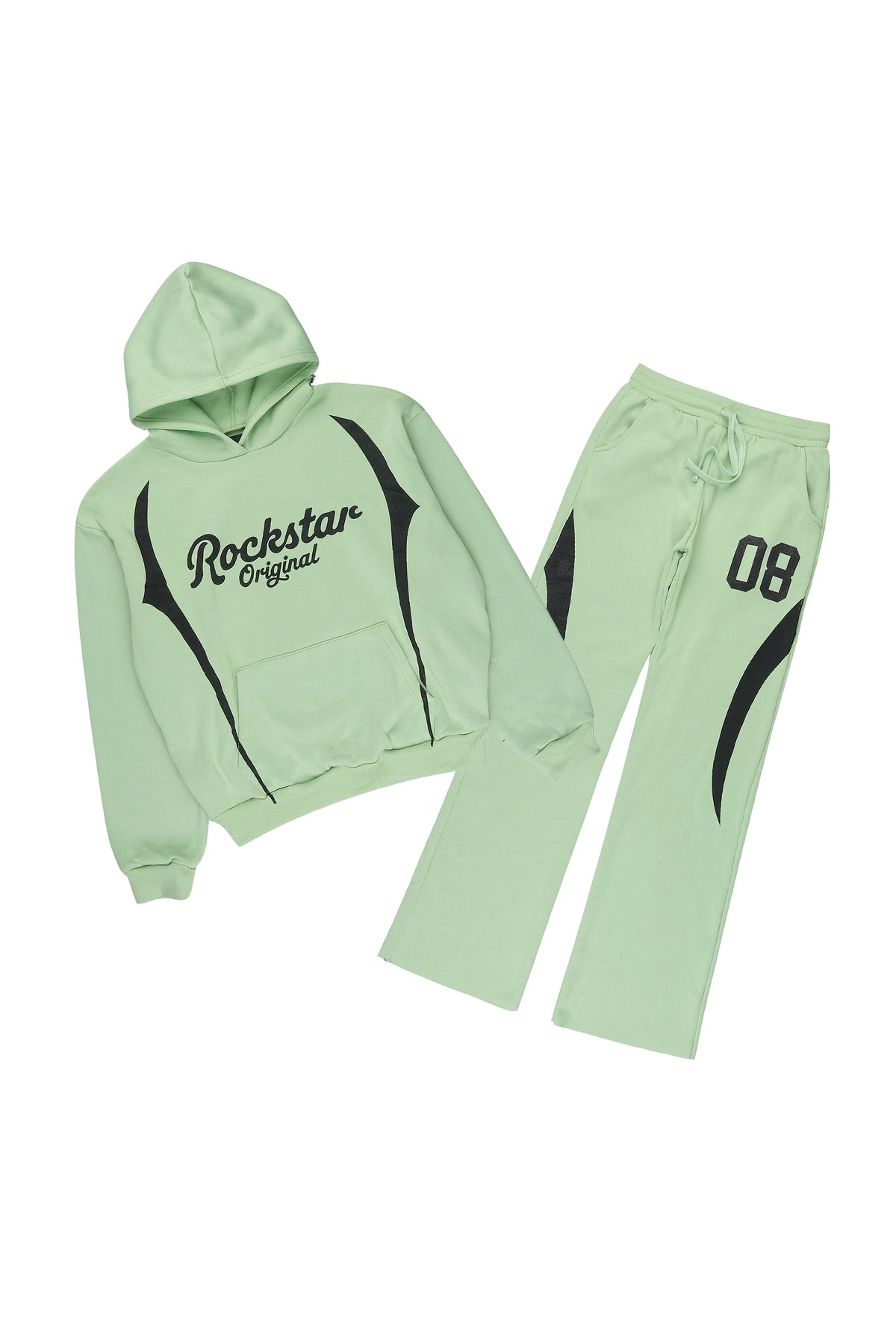 Boys Leon Light Sage/Black Hoodie Stacked Track Set
