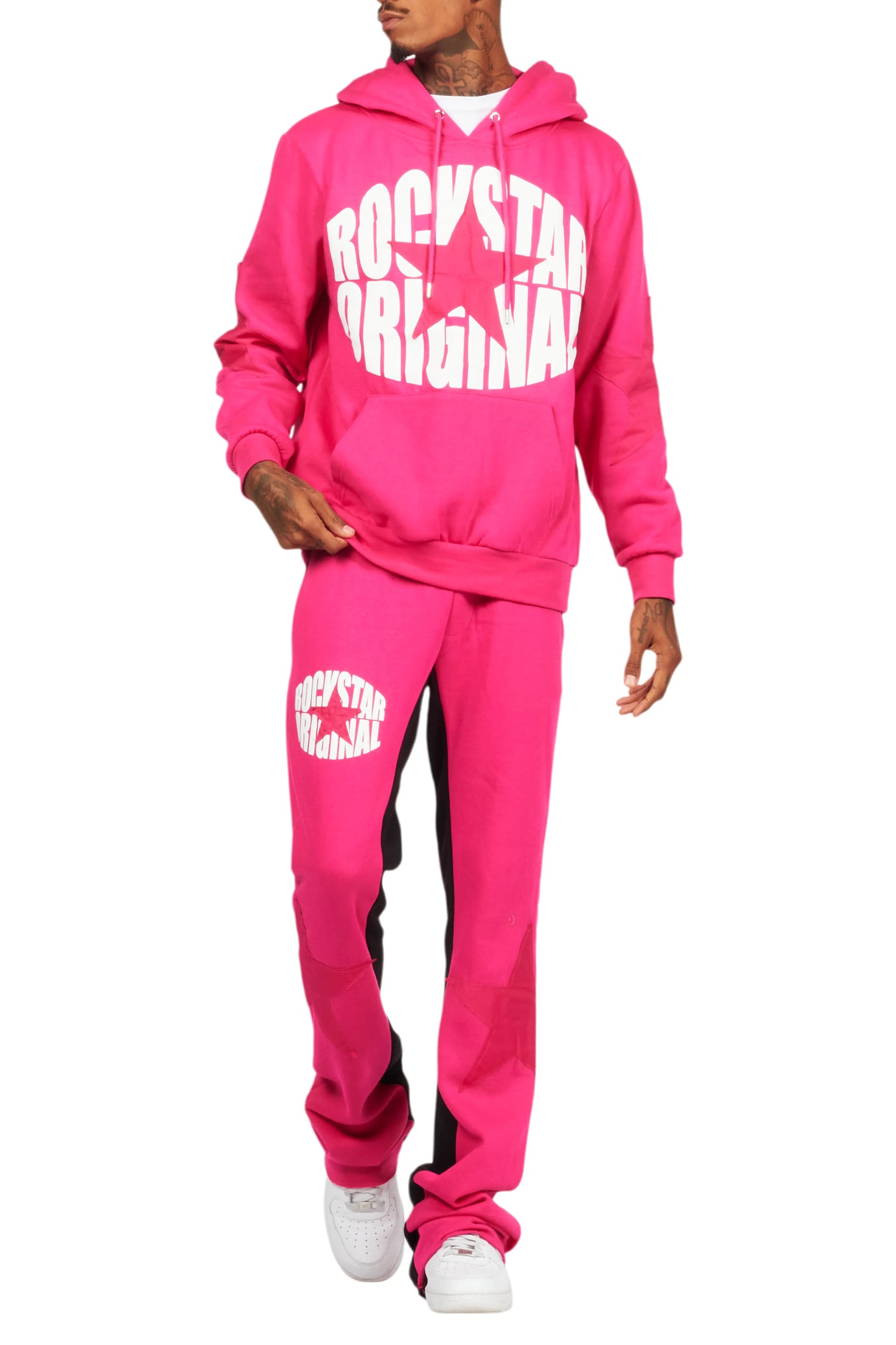 States Fuchsia Baggy Stacked Hoodie Track Set
