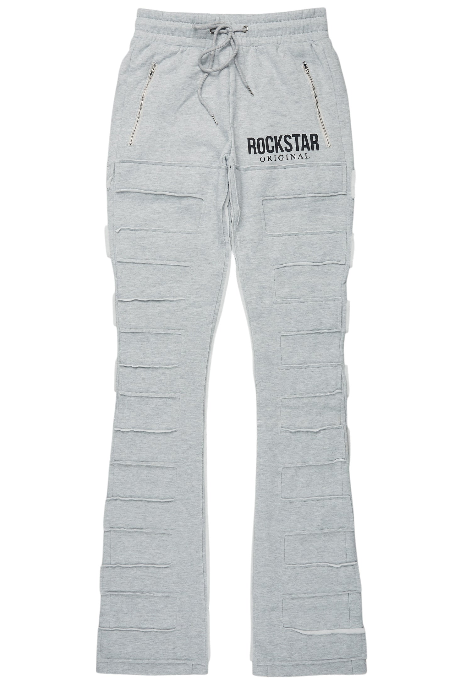 Emilio Heather Grey Stacked Flare Track Pant