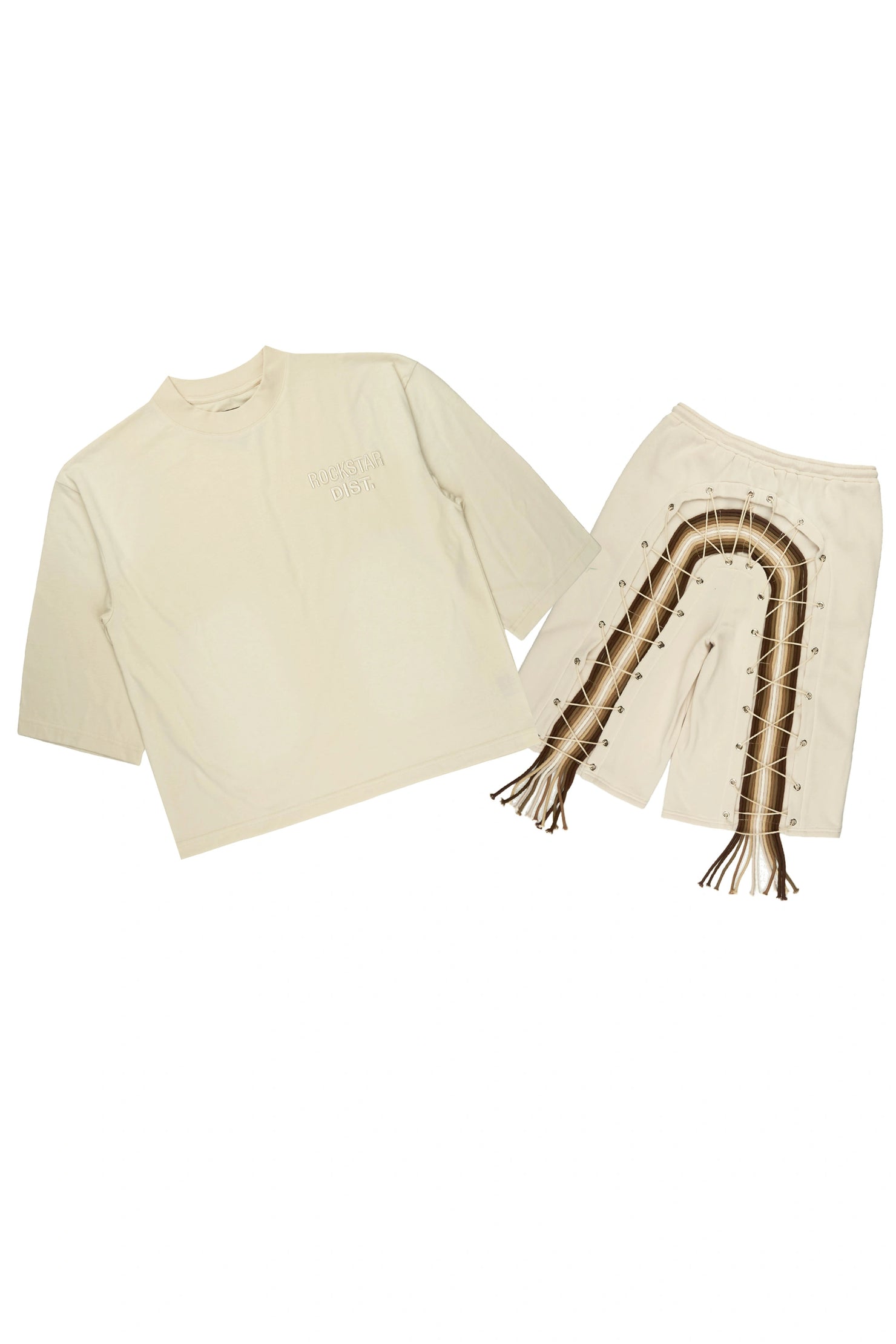 Jolan Beige T-Shirt/Jort Set