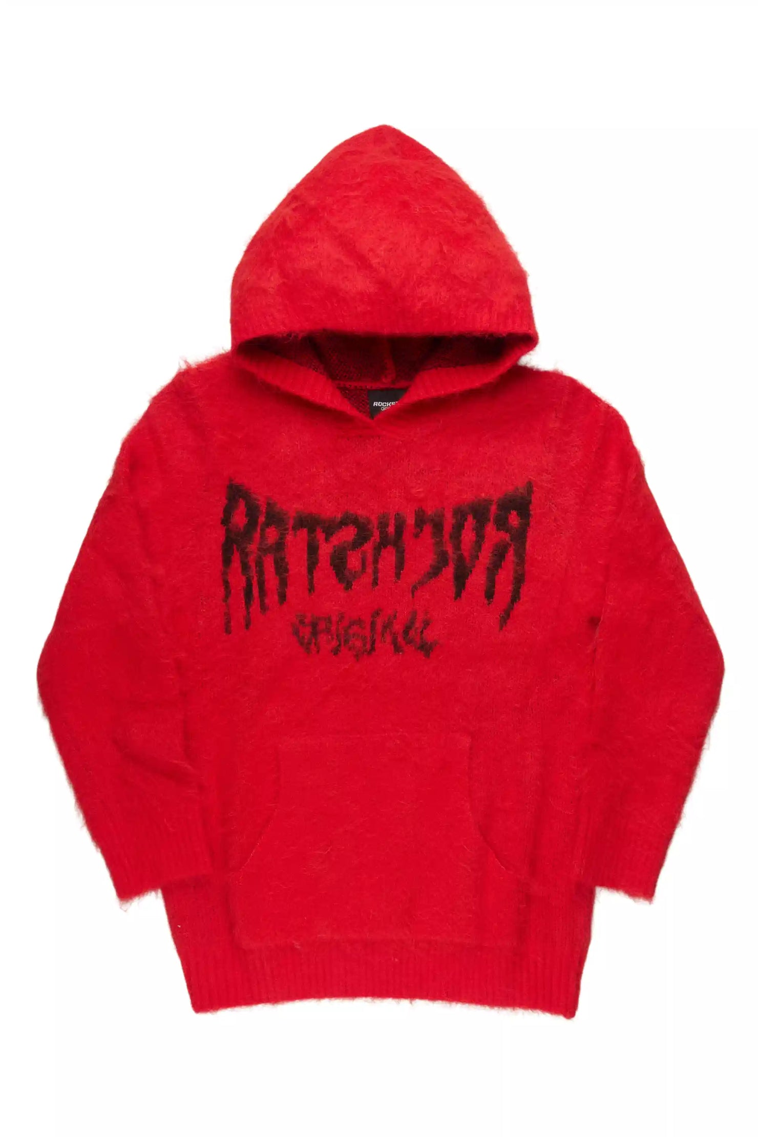 Andreas Red Reflected Graphic Knitted Hoodie