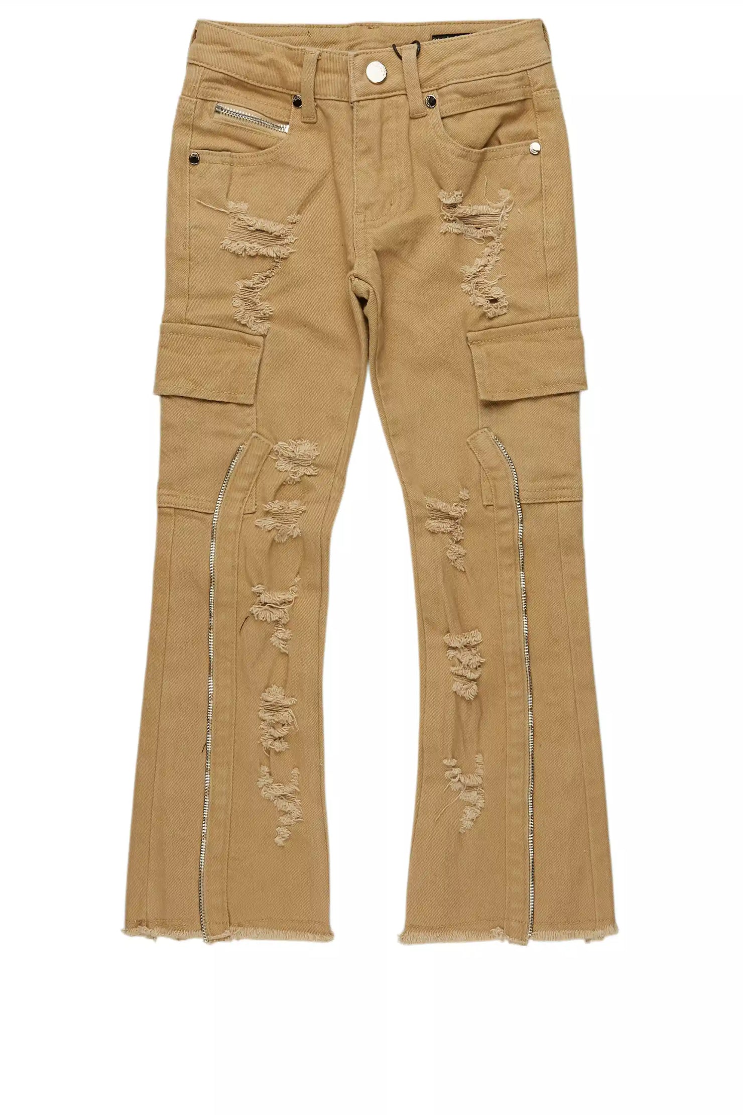 Boys Hutch Beige Stacked Flare Jean
