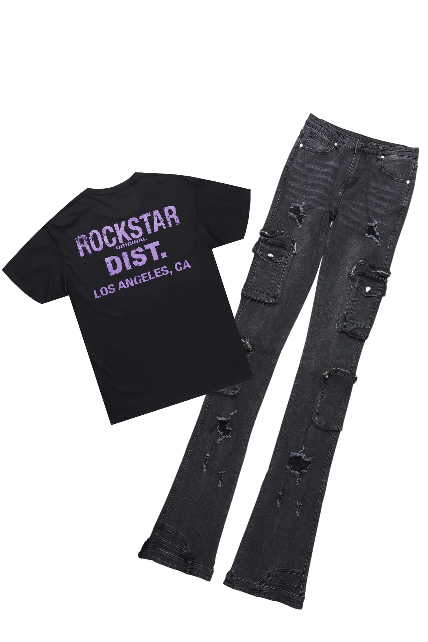 Jamari Black/Grey Wash T-Shirt & Jean Set
