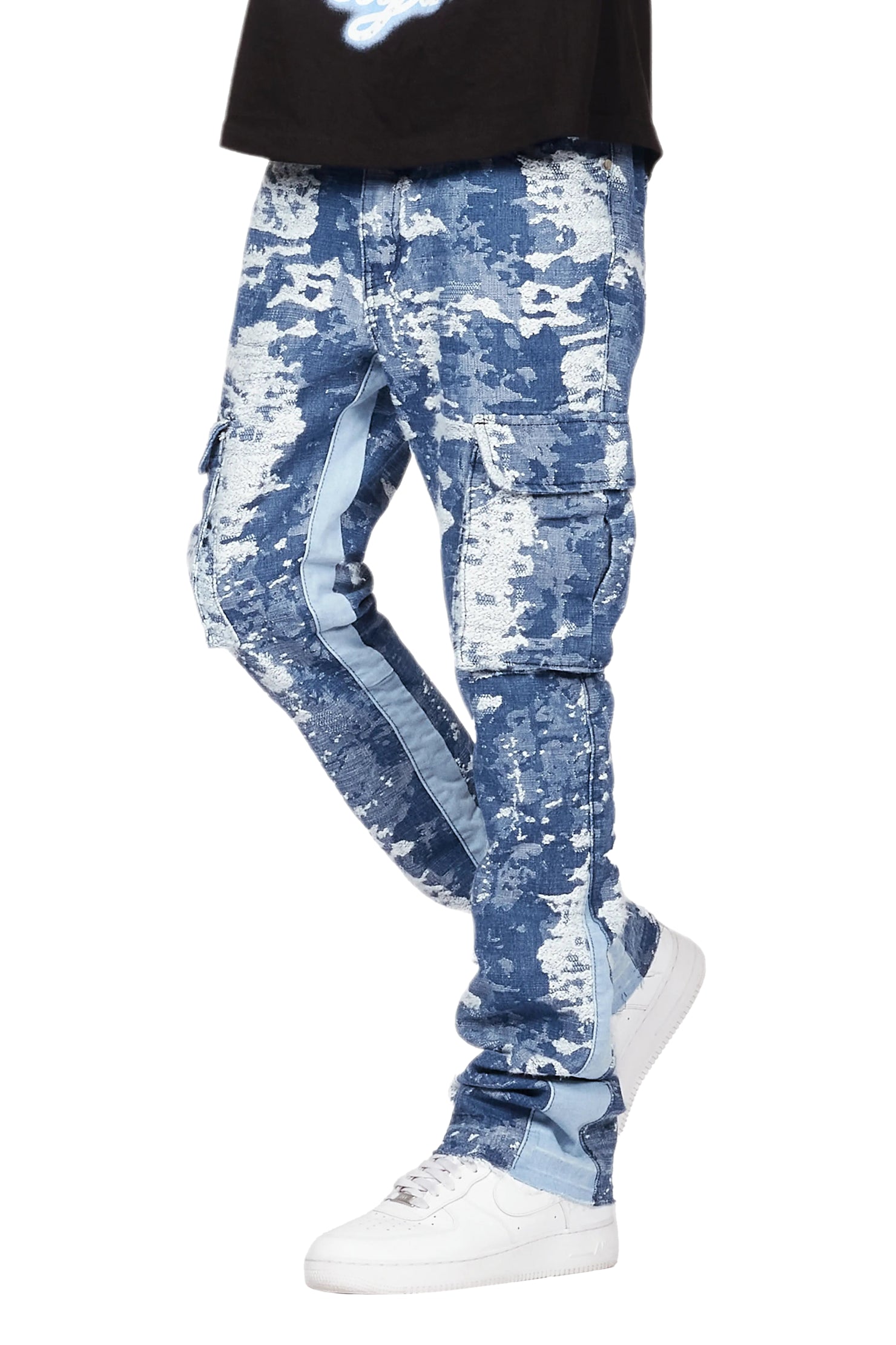 Bower Dark Blue Stacked Flare Jean