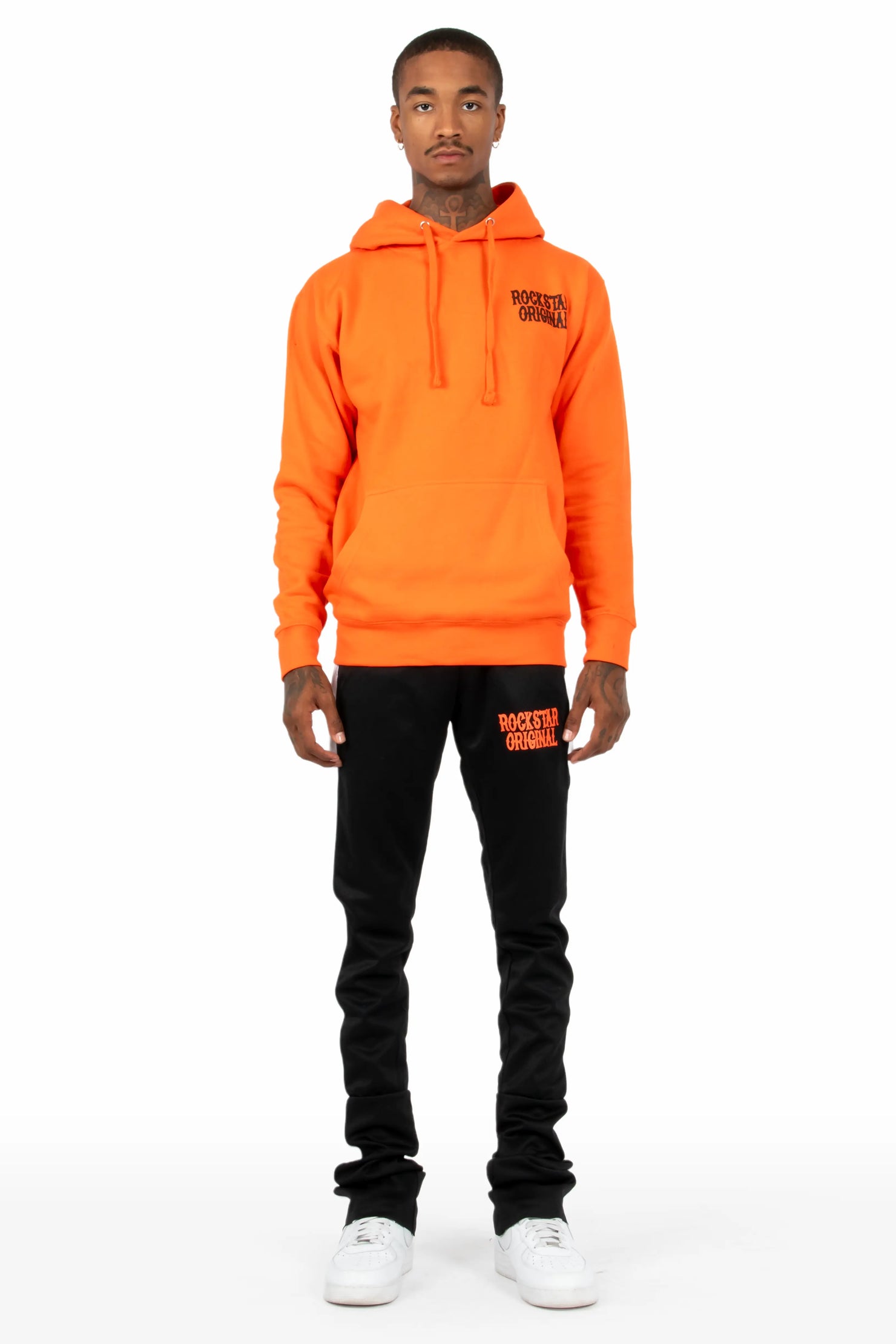 Deeler Orange/Black Hoodie Super Stacked Flare Track Set