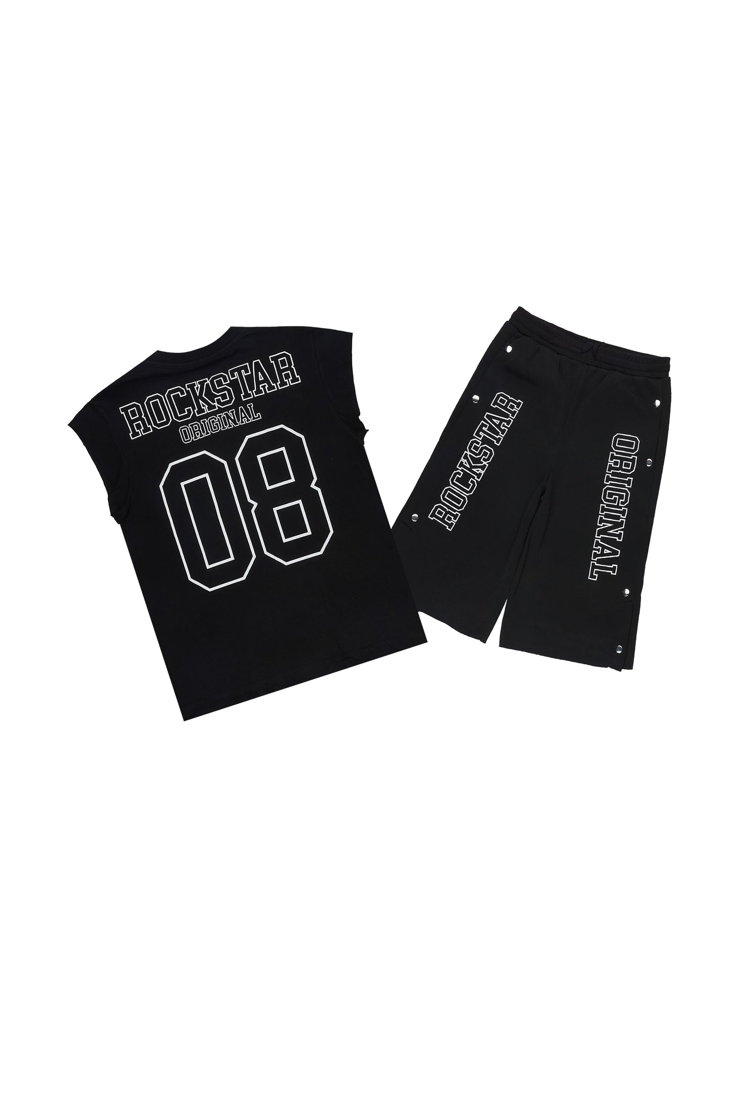Boys Lusent Black/White Muscle Tee/Jort Set