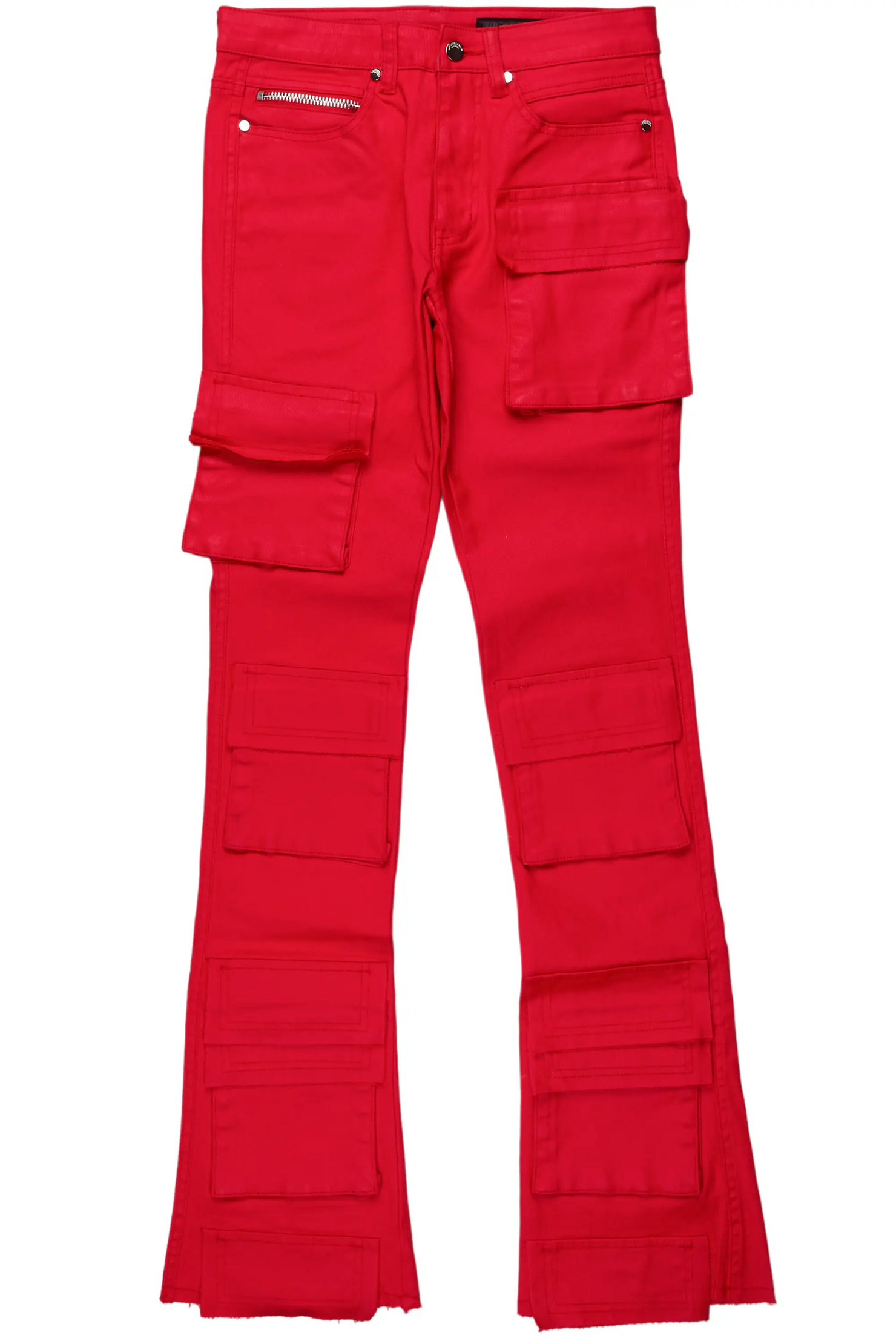 Zander Red Stacked Flare Cargo Jean