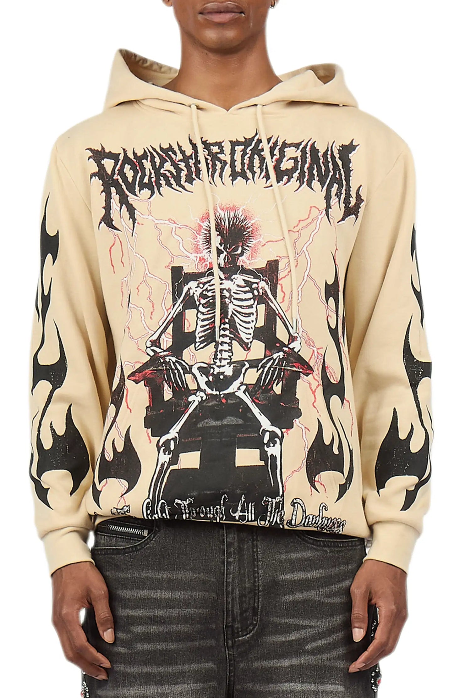 Deathrow 2.0 Beige Graphic Hoodie