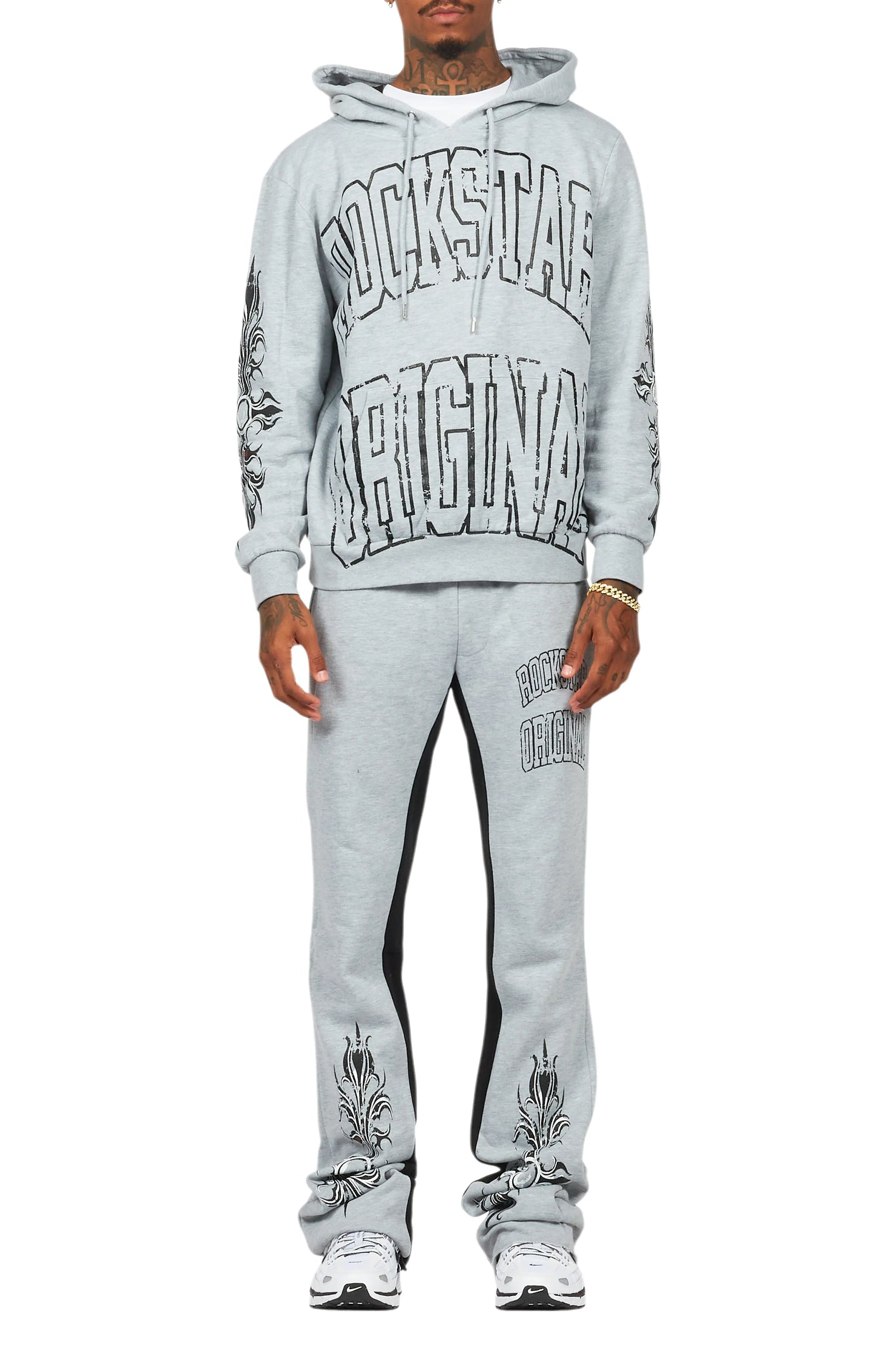 Akio Heather Grey Hoodie/Baggy Track Pant Set