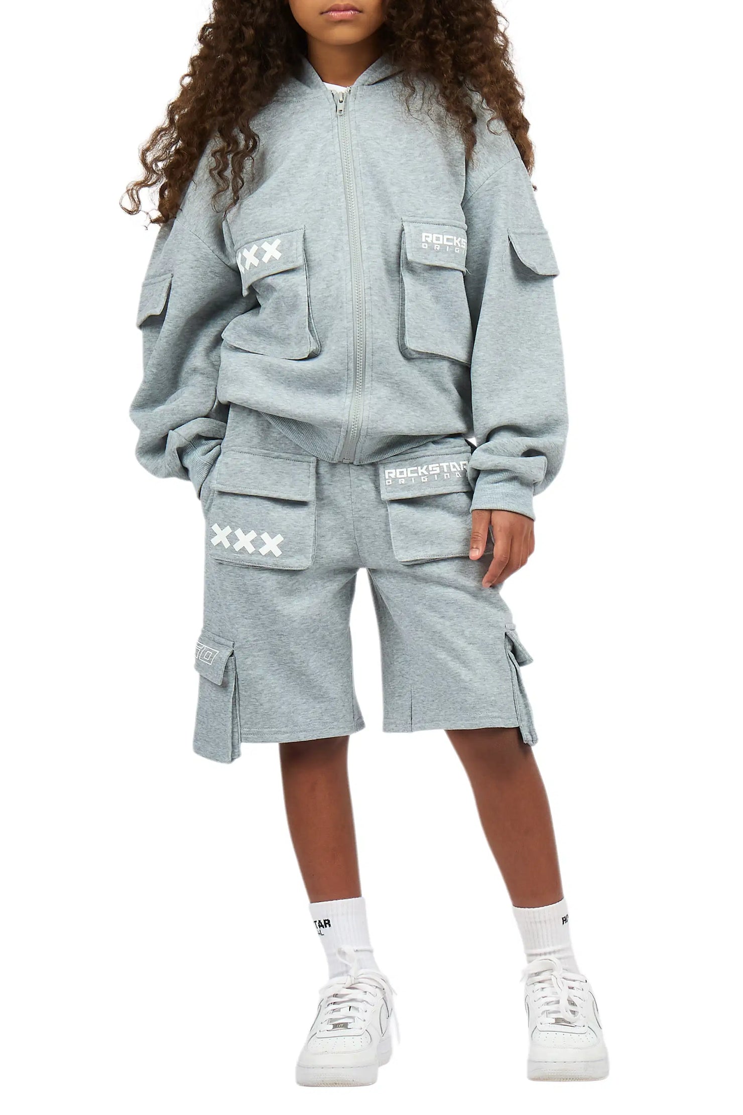 Girls Natanya Heather Grey Short Set