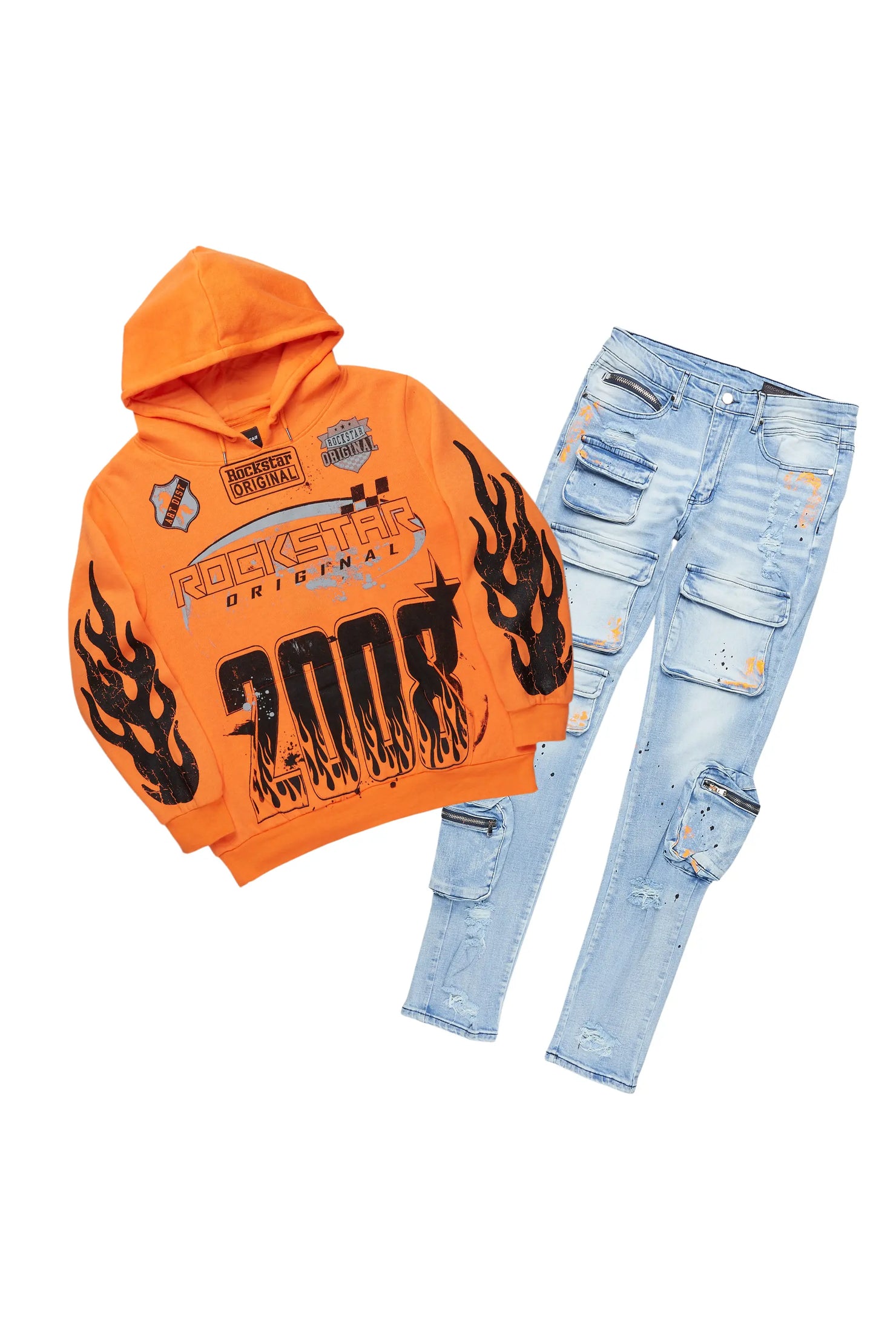 Amos Orange Hoodie/Slim Fit Jean Set
