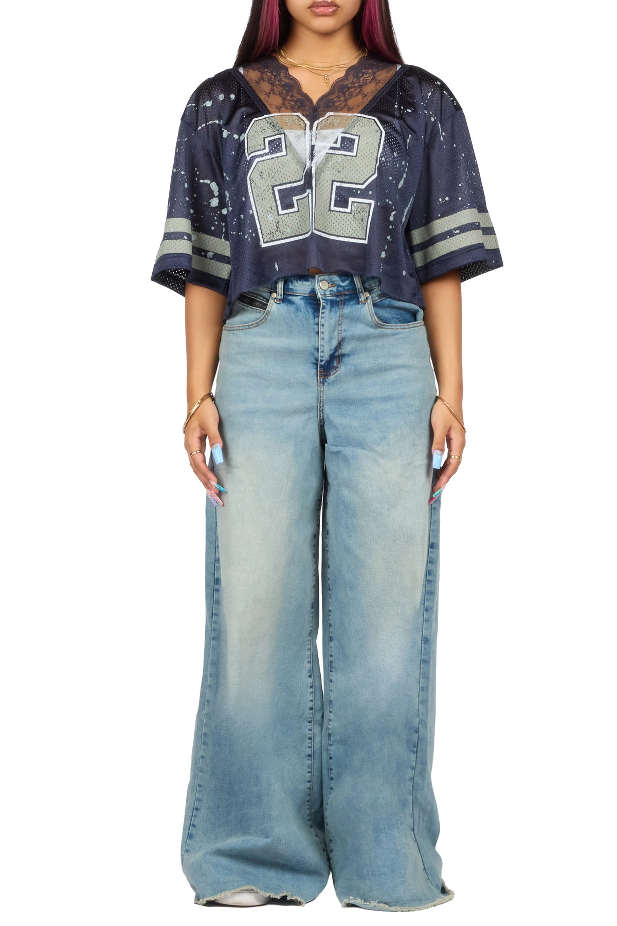 Sybrina Navy Painted Jersey