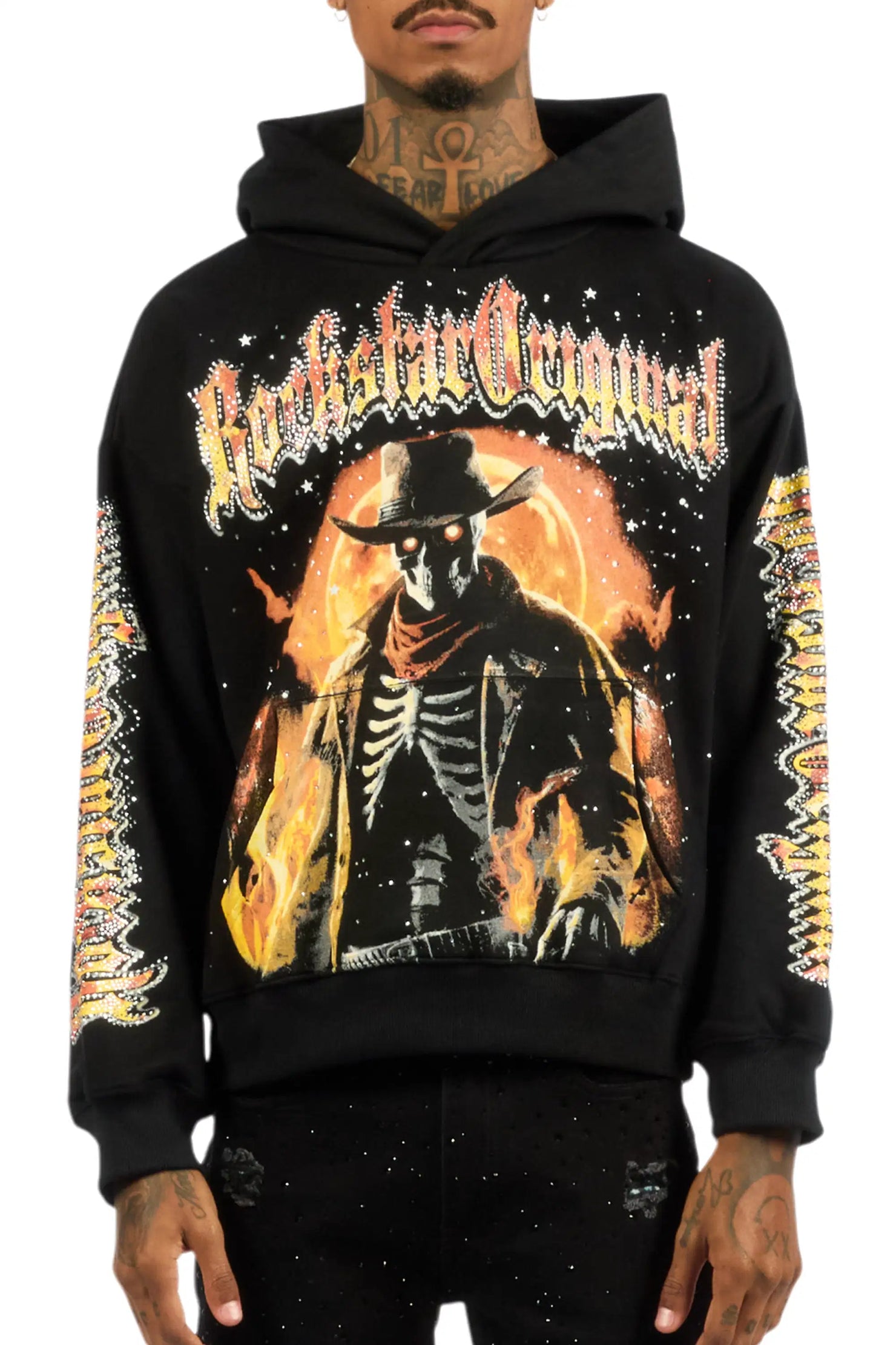 Jag Black Rhinestone Oversized Hoodie
