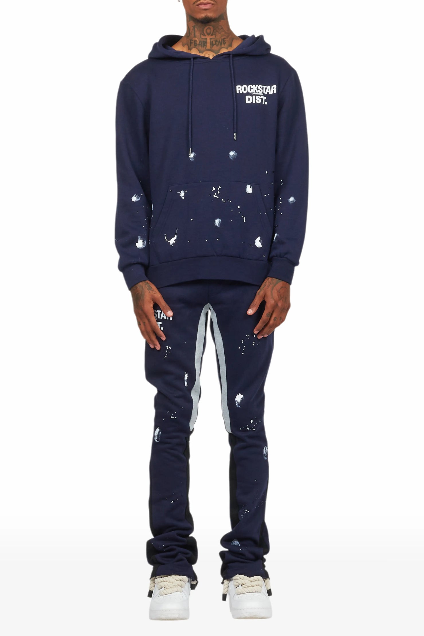 Raffer Navy Hoodie Flare Track Set