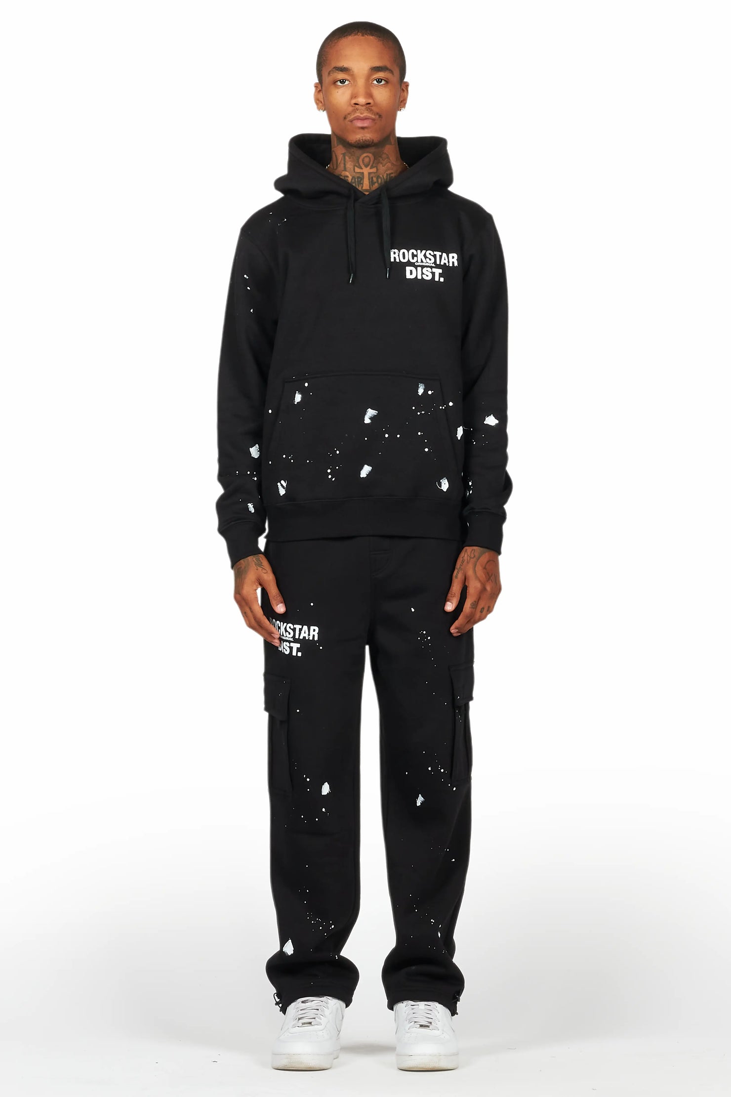 Raffer Black Hoodie/Cargo Sweat Pant Set