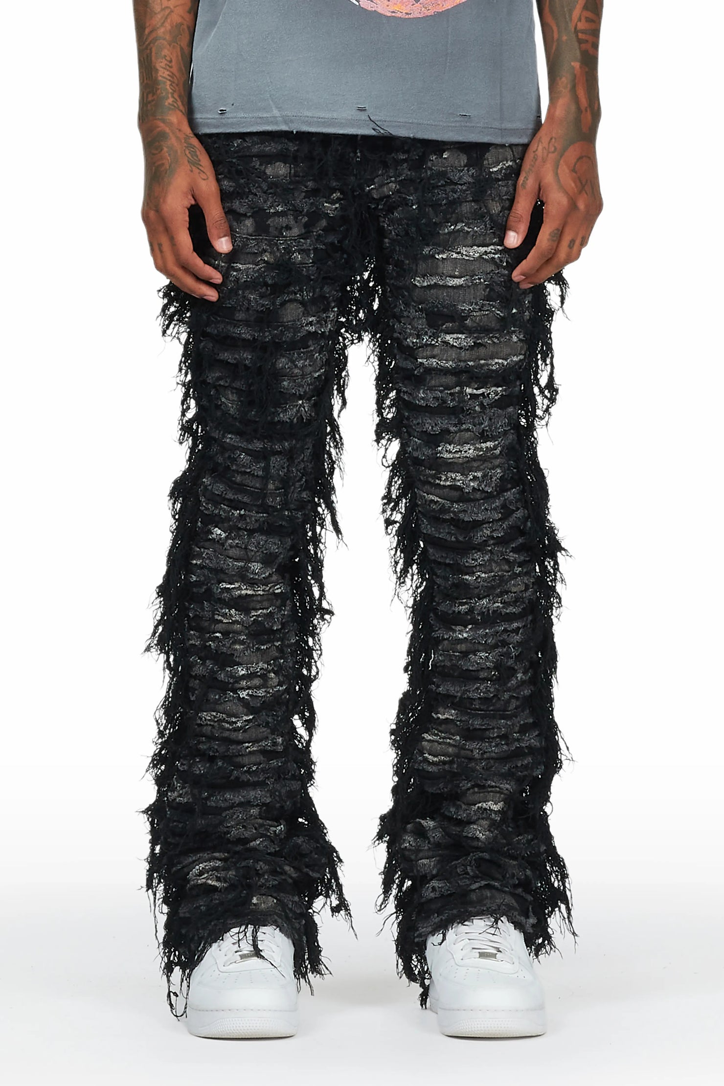 Bossko Black Stacked Flare Jean