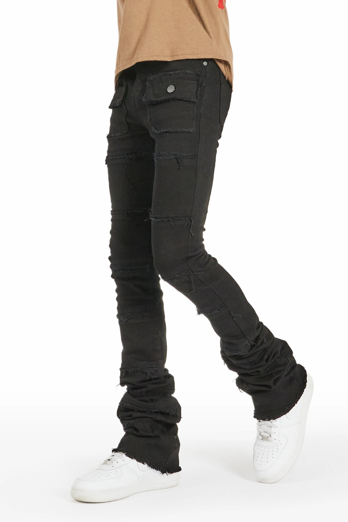 Zevon Black Super Stacked Flare Jean