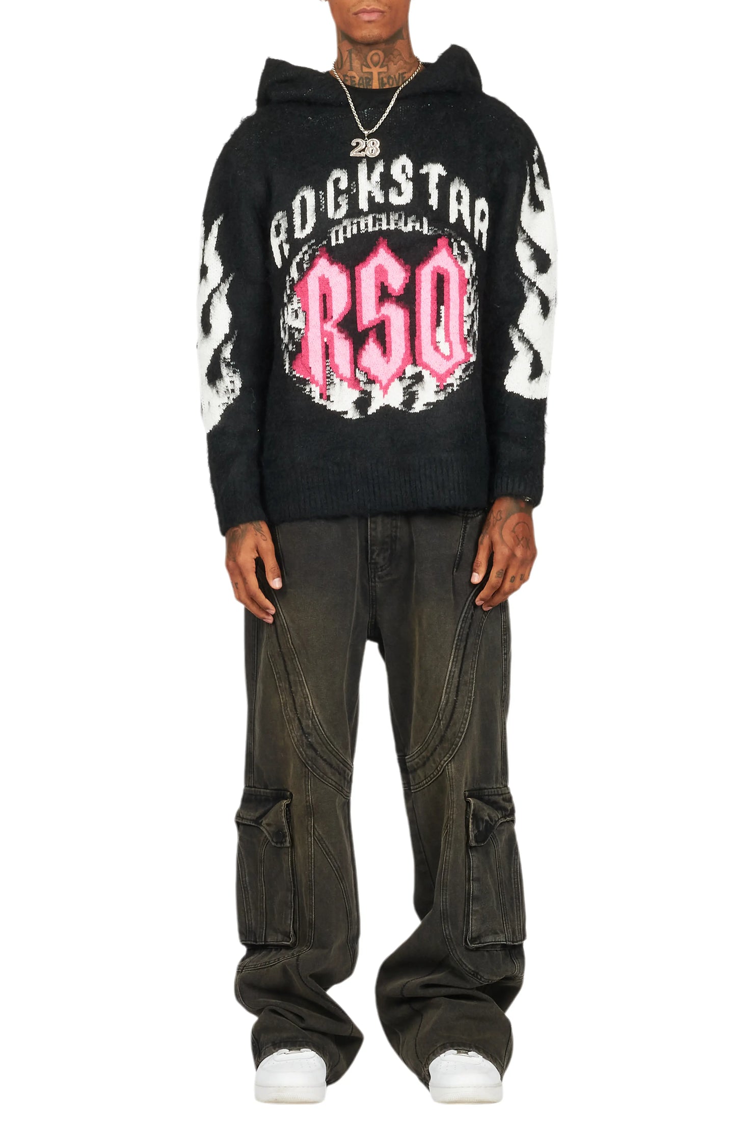 Boaz Black Graphic Mohair Hoodie