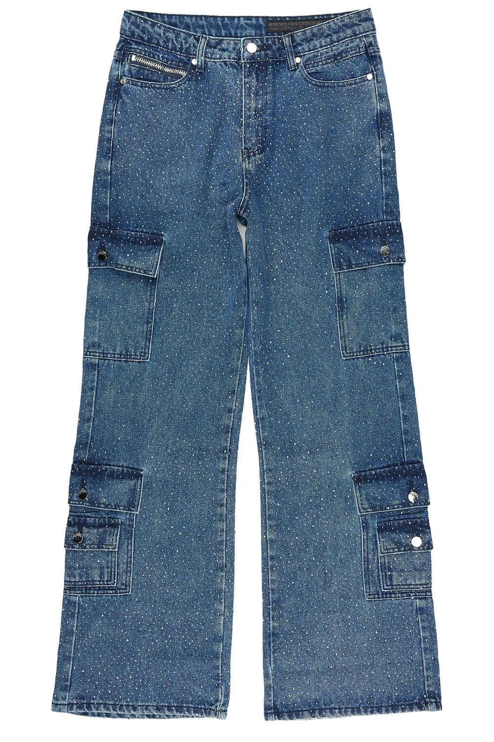 Aeson Dark Blue Rhinestone Baggy Fit Jean