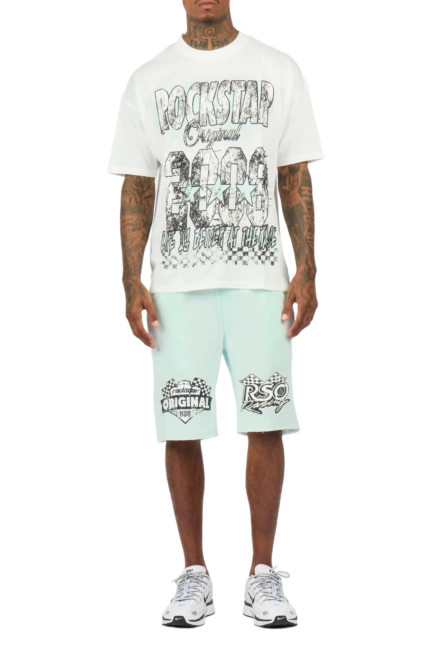 Racing Grung White/Mint Graphic T-Shirt Short Set