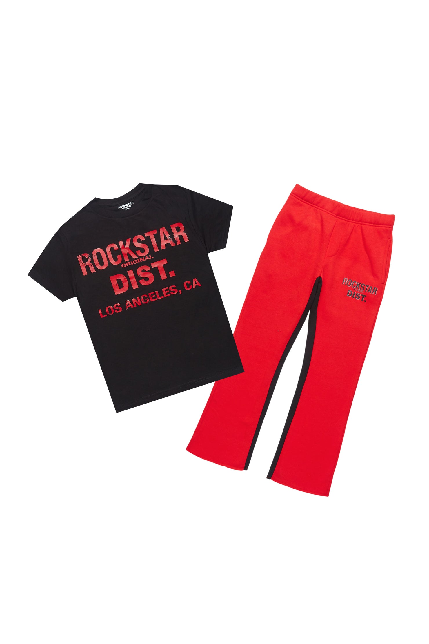 Boys Frasco Black/Red T-Shirt/Baggy Stacked Pant Set
