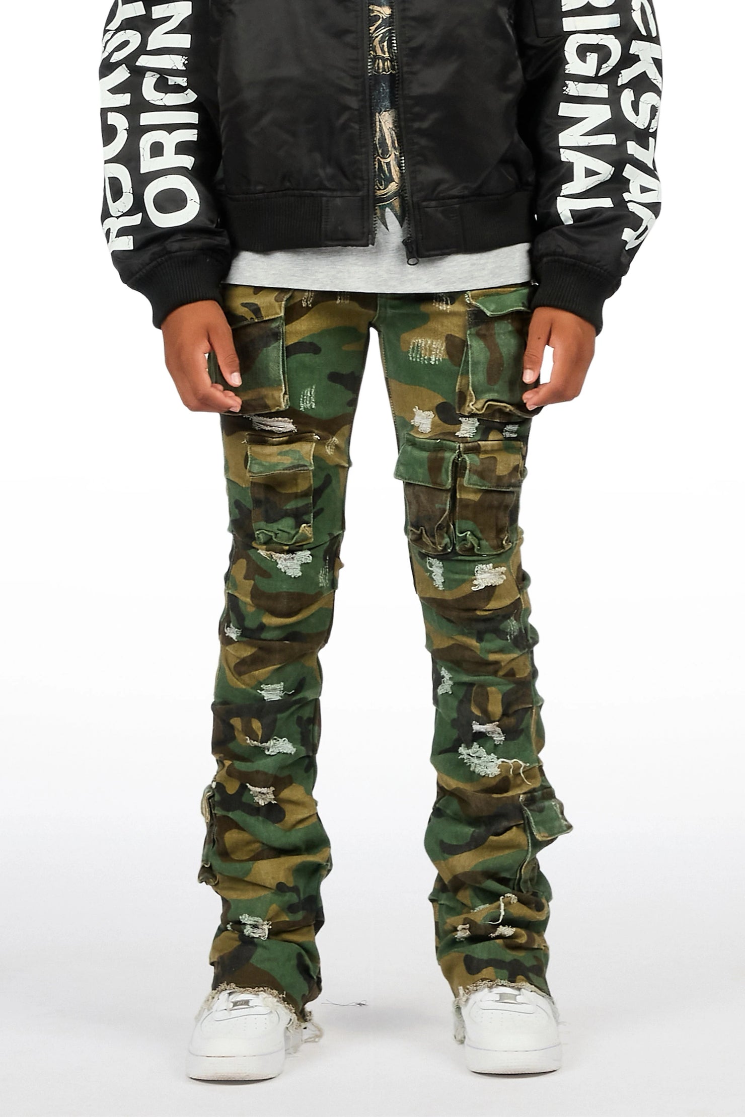 Boys Gentry Camo Stacked Flare Jean