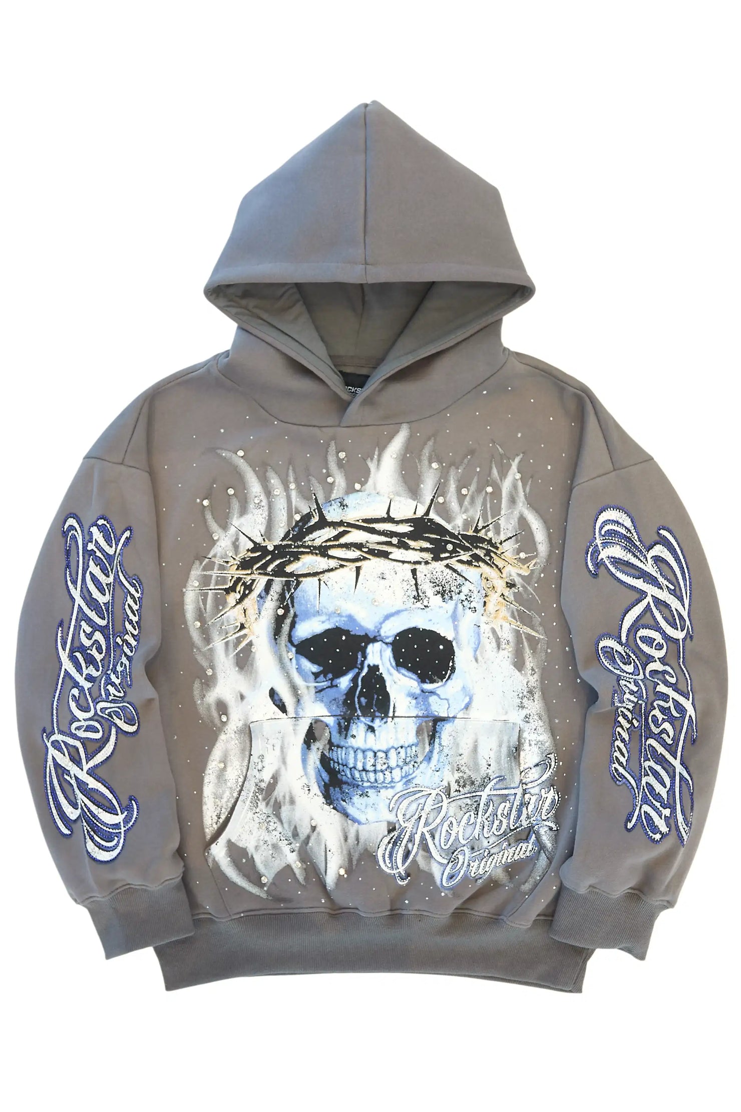 Blaise Charcoal Rhinestone Oversized Hoodie