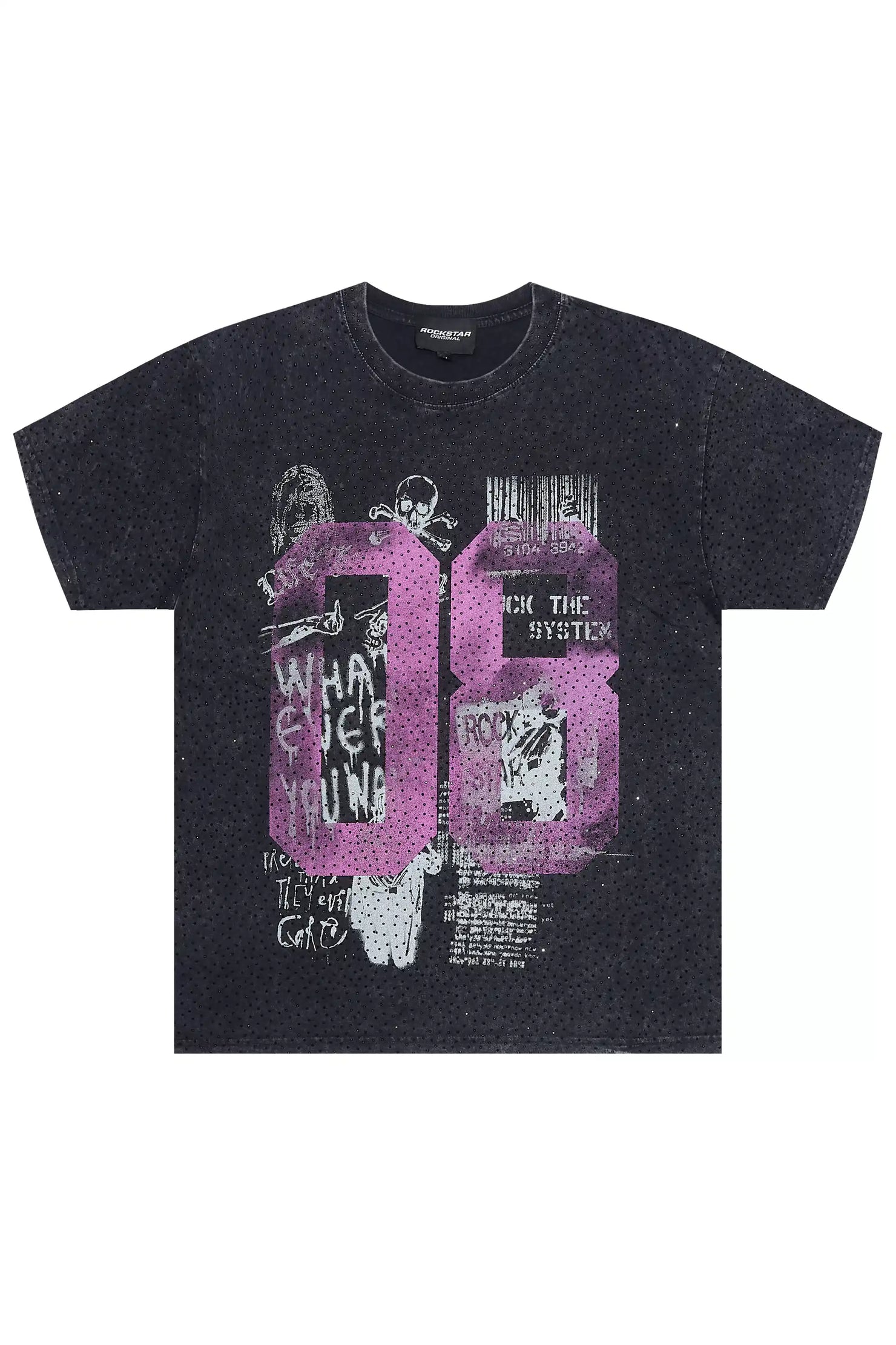 Kammile Black Rhinestone T-Shirt