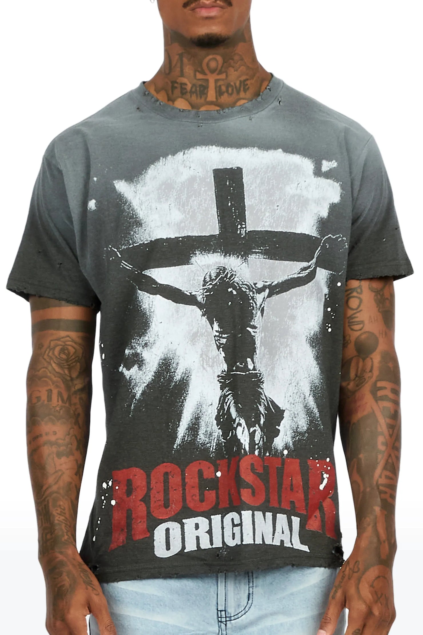 Wafers Charcoal Oversized Graphic T-Shirt