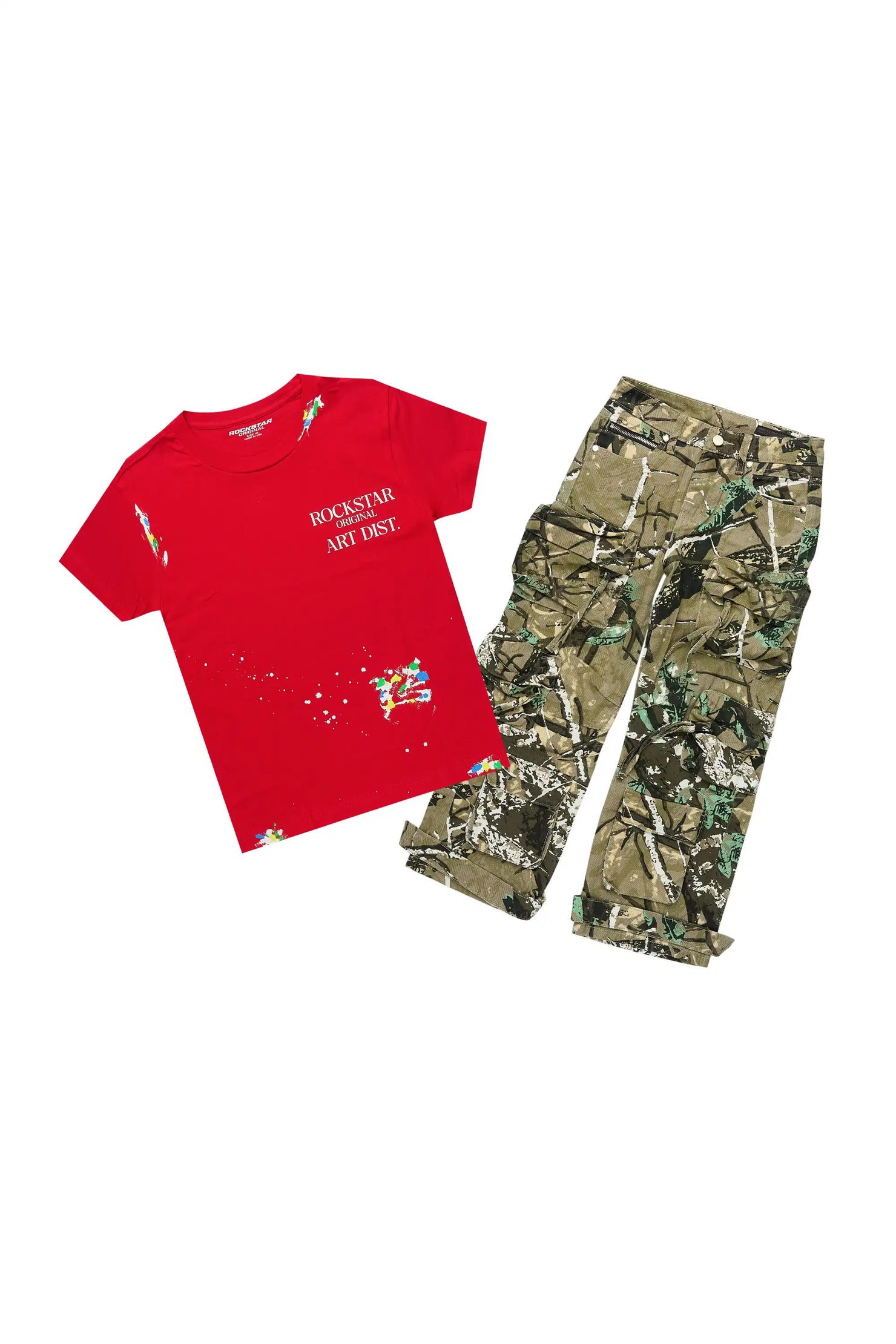 Boys Red Palmer T-Shirt/Baggy Fit Jean Set