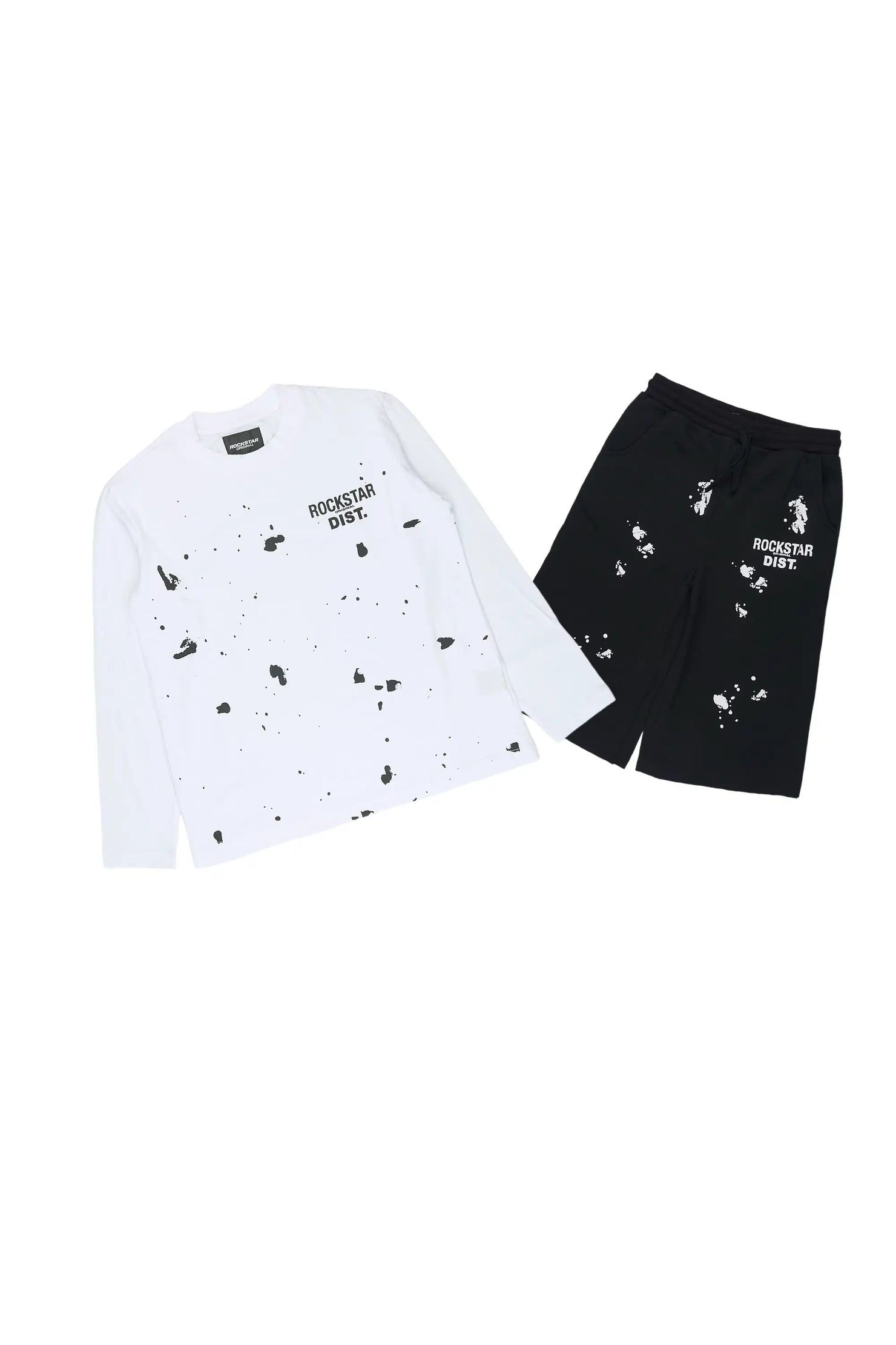 Boys Raffer White/Black L/S T-Shirt Jort Set