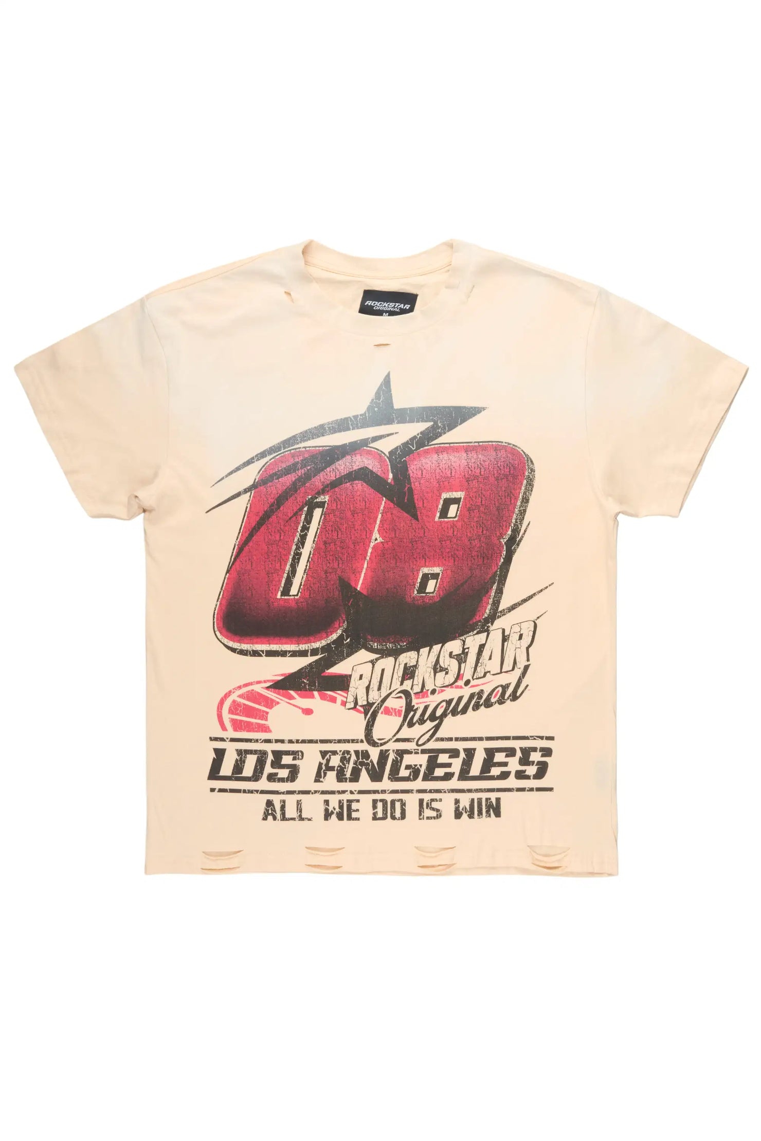 Kastell Sand Oversized Distressed Graphic T-Shirt