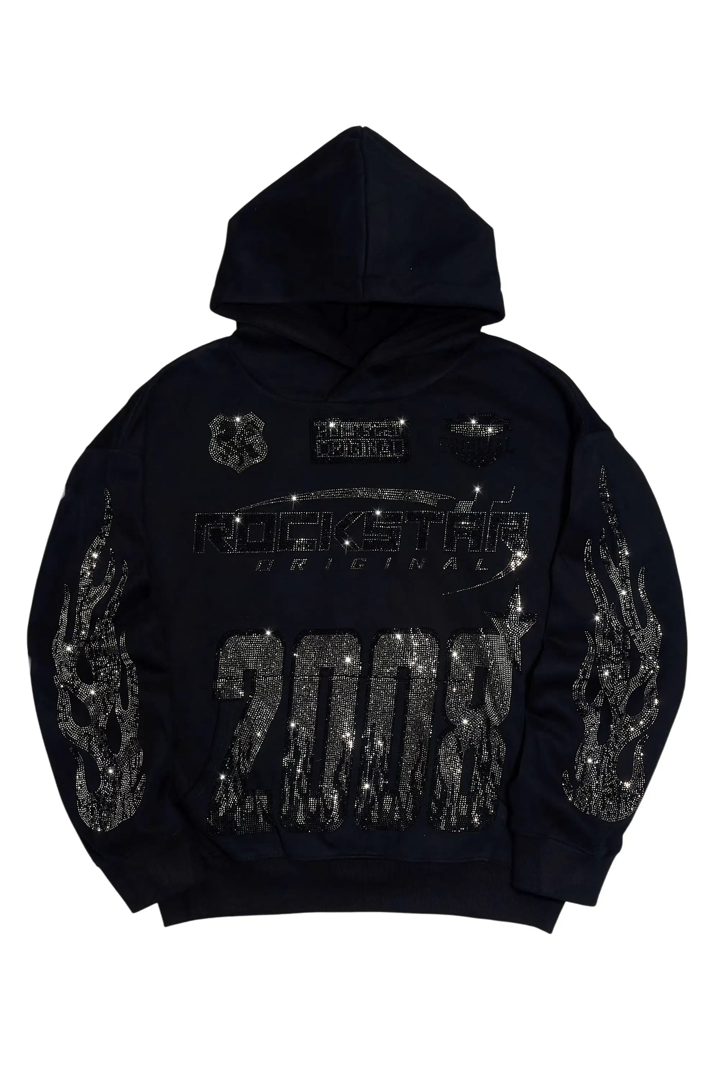 Amos Black Rhinestone Oversized Hoodie