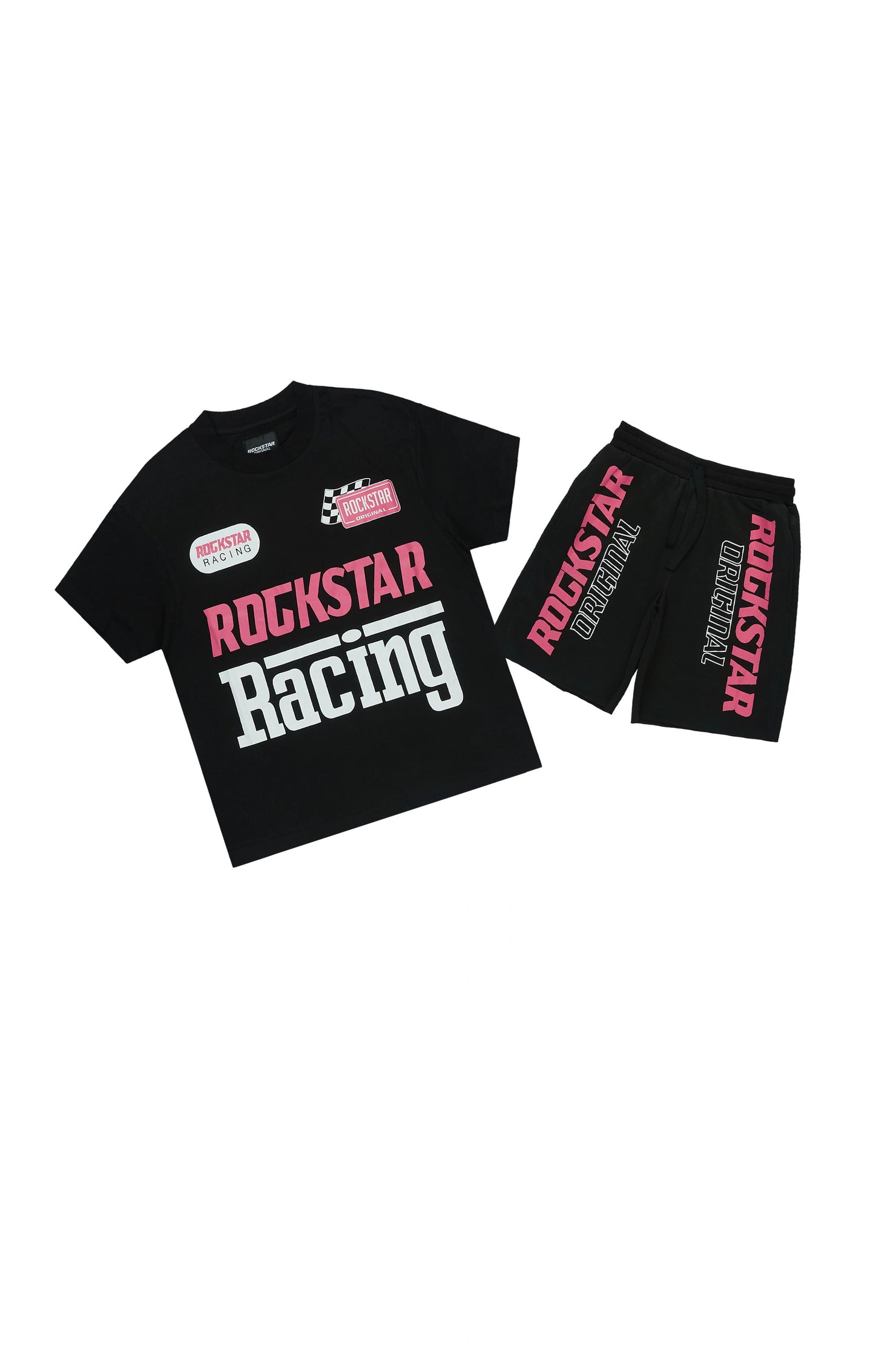 Girls Tarie Black Oversized T-Shirt Short Set