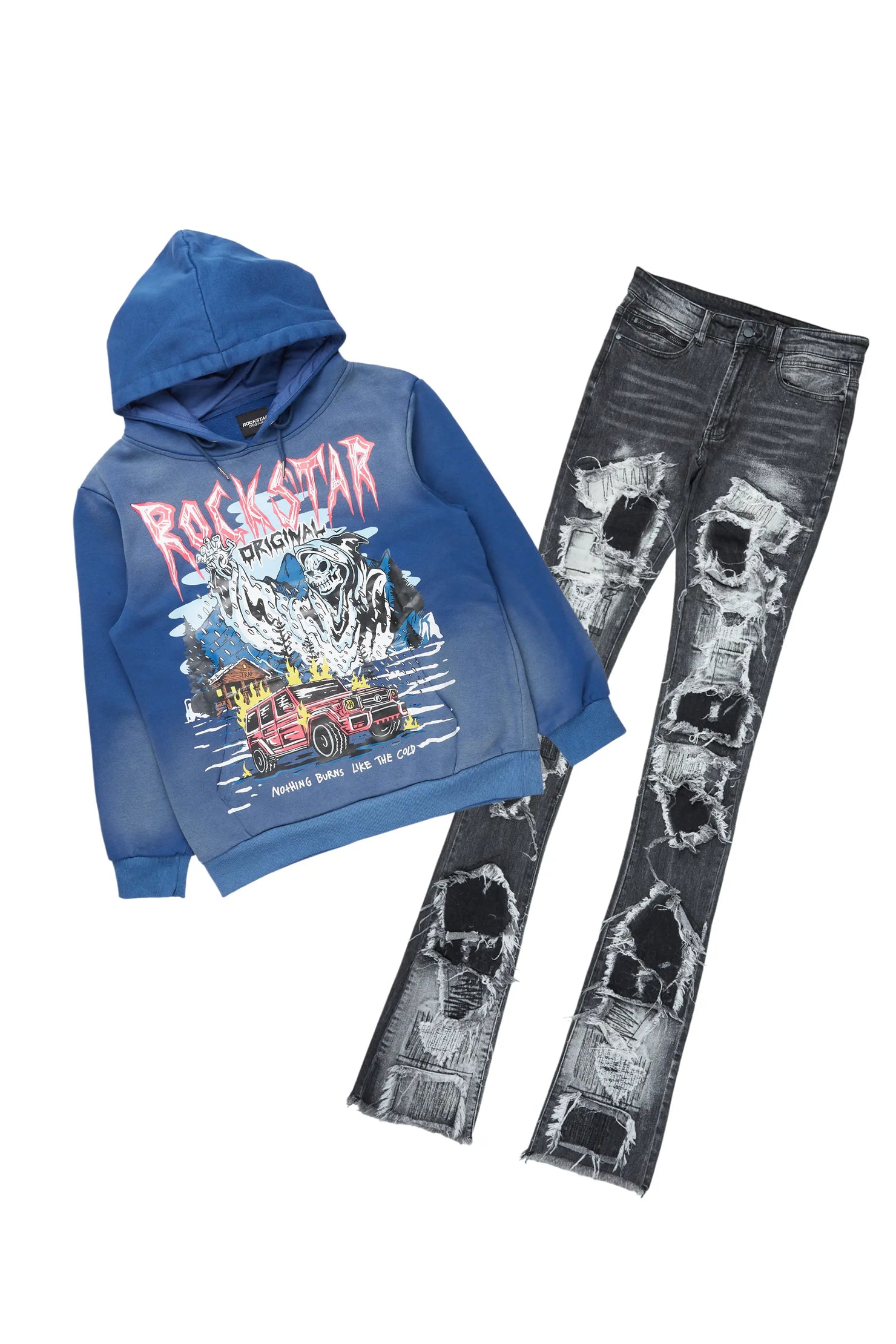 Kip Navy Hoodie/Super Stacked Flare Jean Bundle