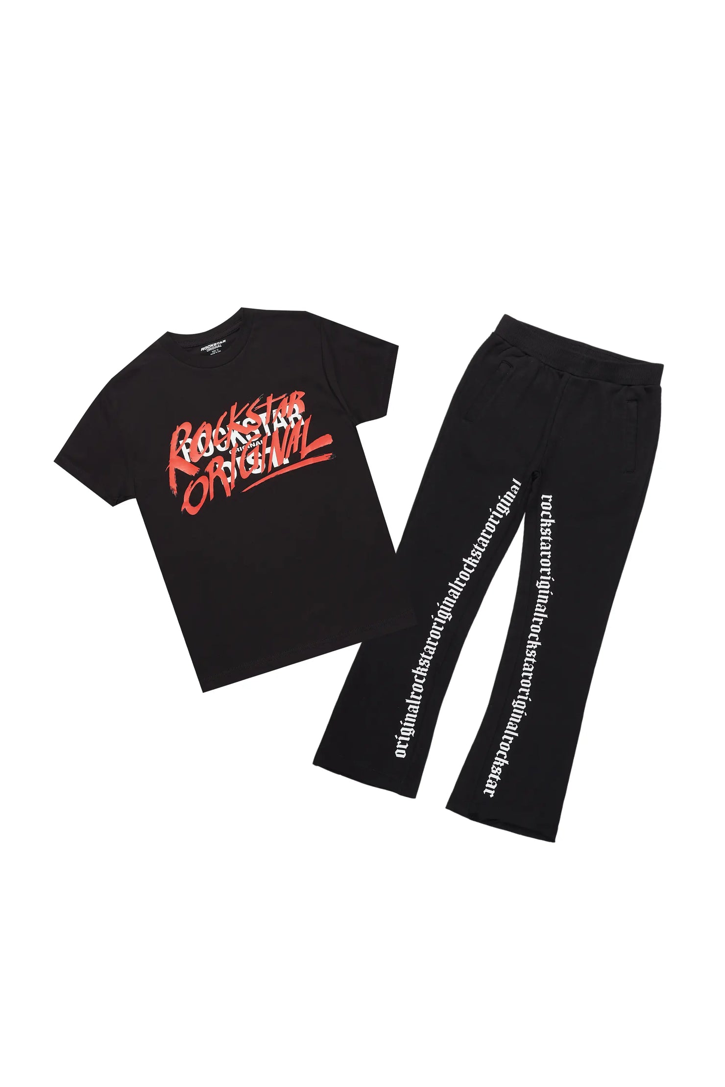 Boys Freedom Black T-Shirt/Stacked Flare Pant Set