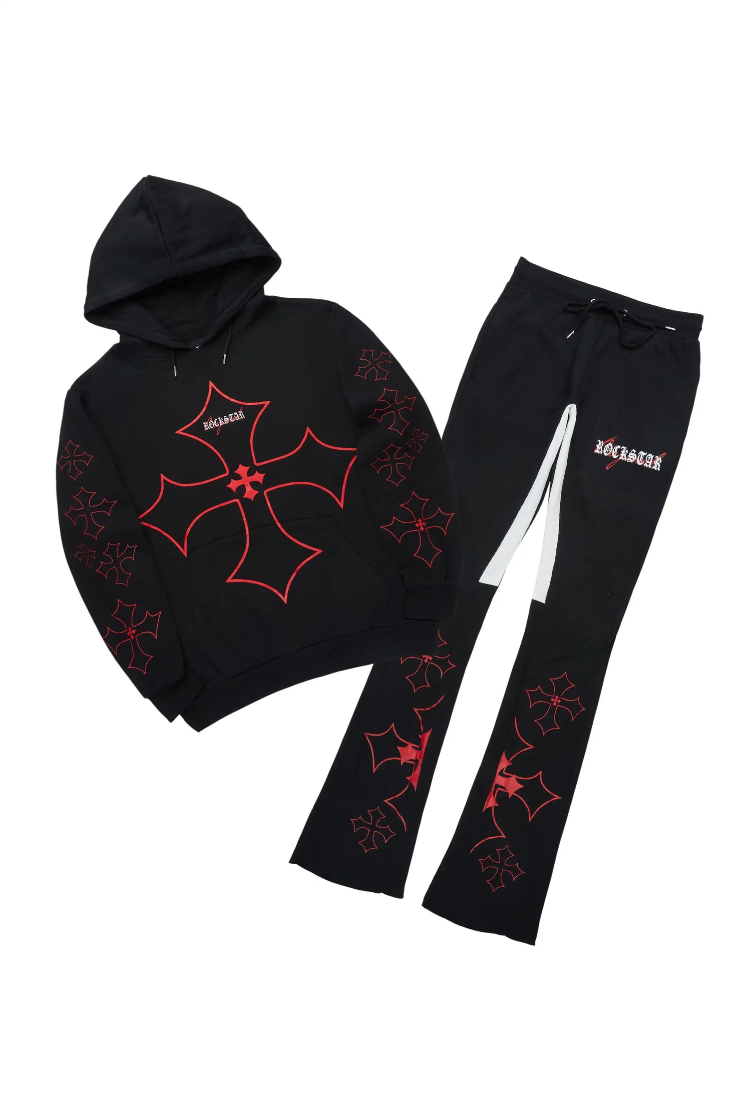 Sargo Black/Red Hoodie/Stacked Flare Track Set